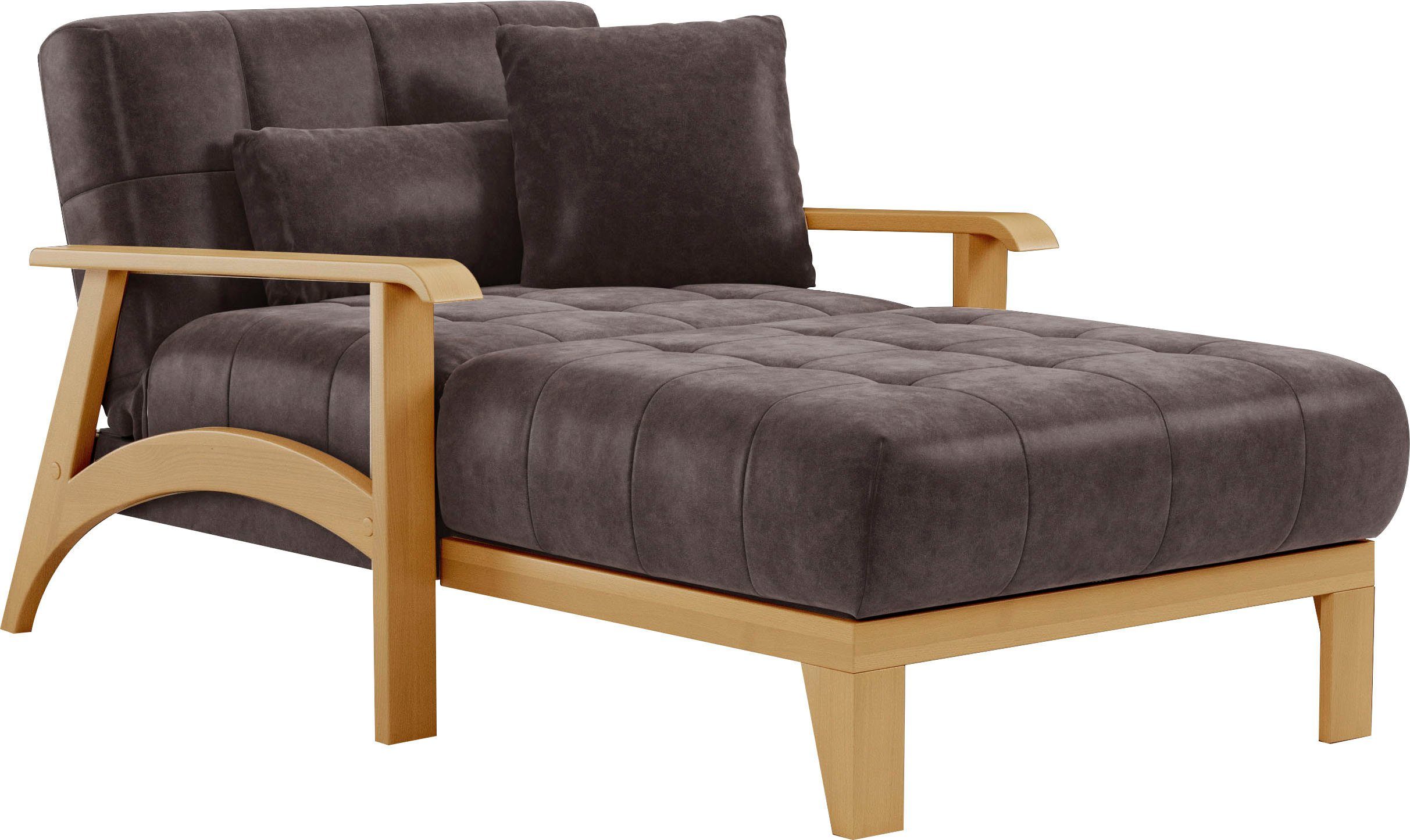 sit&more Récamier Billund Armleuningen van eikenkleurig beukenhout, verschillende bekledingen en kleuren