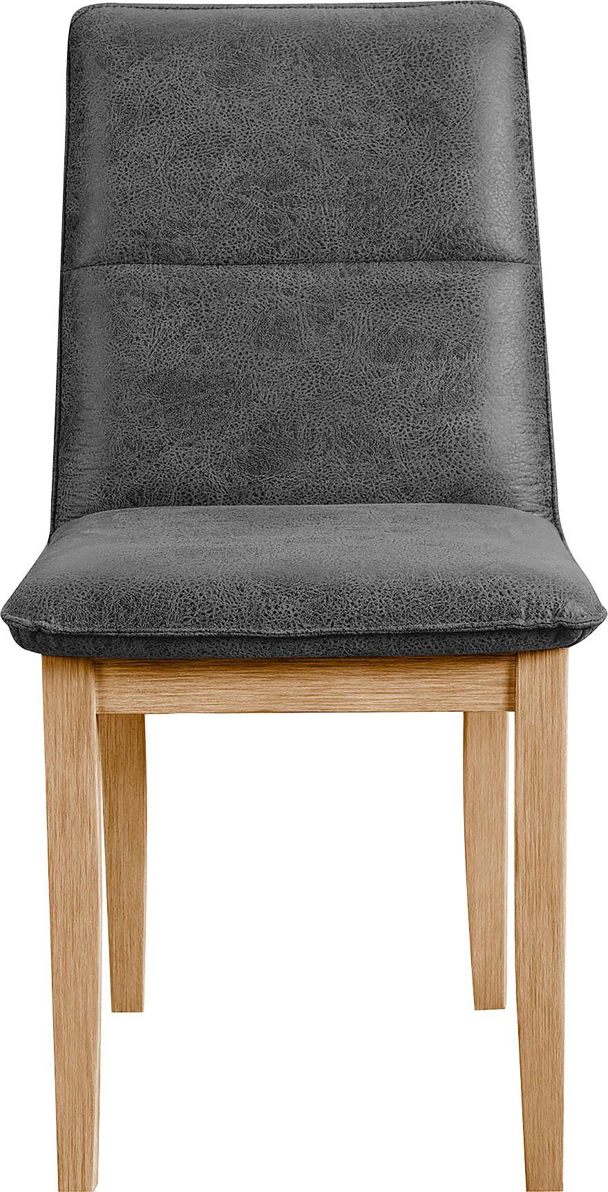 Home affaire Eetkamerstoel Beluna gestoffeerde stoel eetkamer bestseller Frame en poten van massief eiken, modern landhuis (set, 2 stuks)