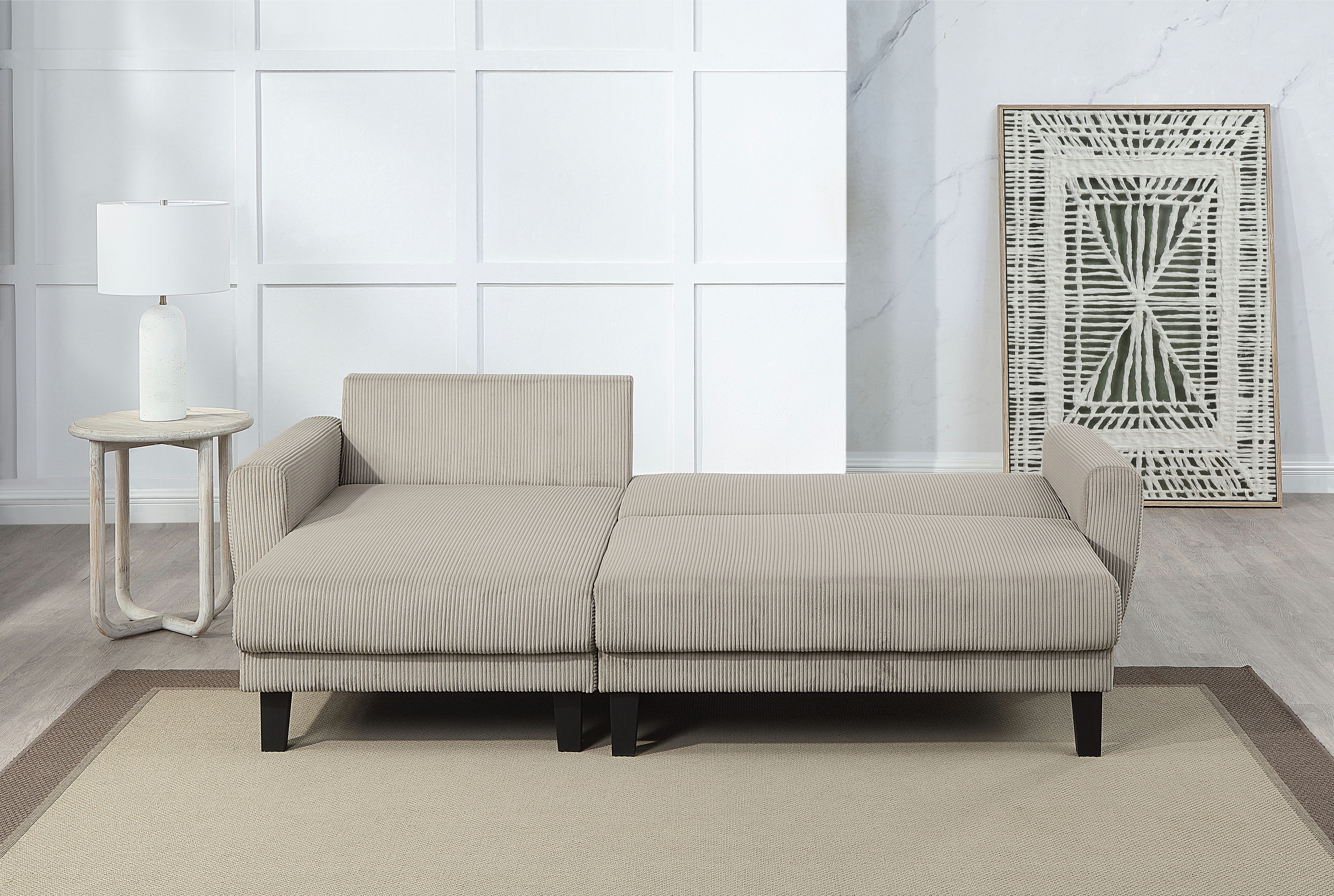 ATLANTIC home collection Hoekbank Leonid L-vorm met slaapfunctie en bedkist