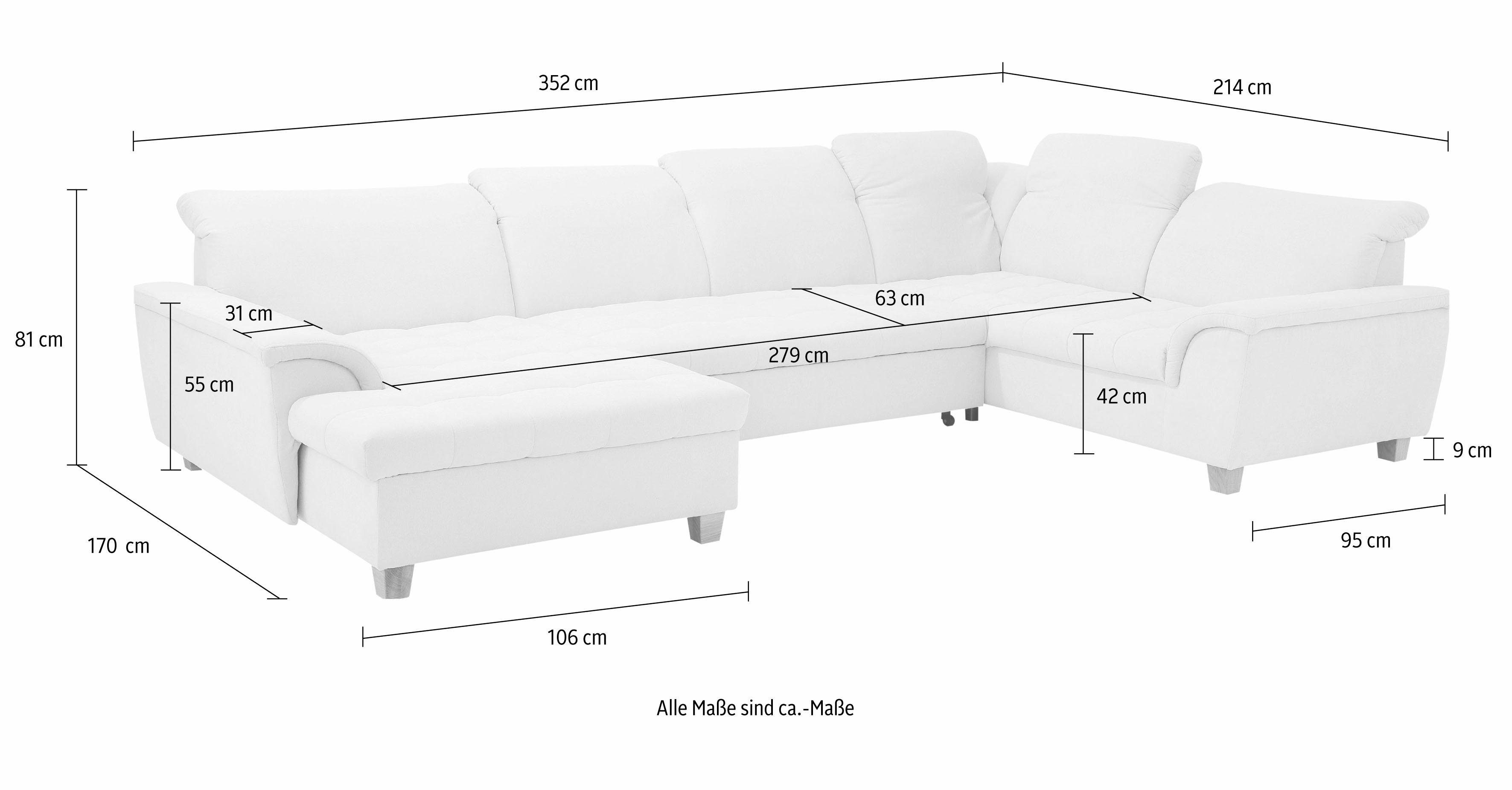Home affaire Zithoek Lyla U-vorm naar keuze met verstelbare rugleuning en extra met bed + bedkist