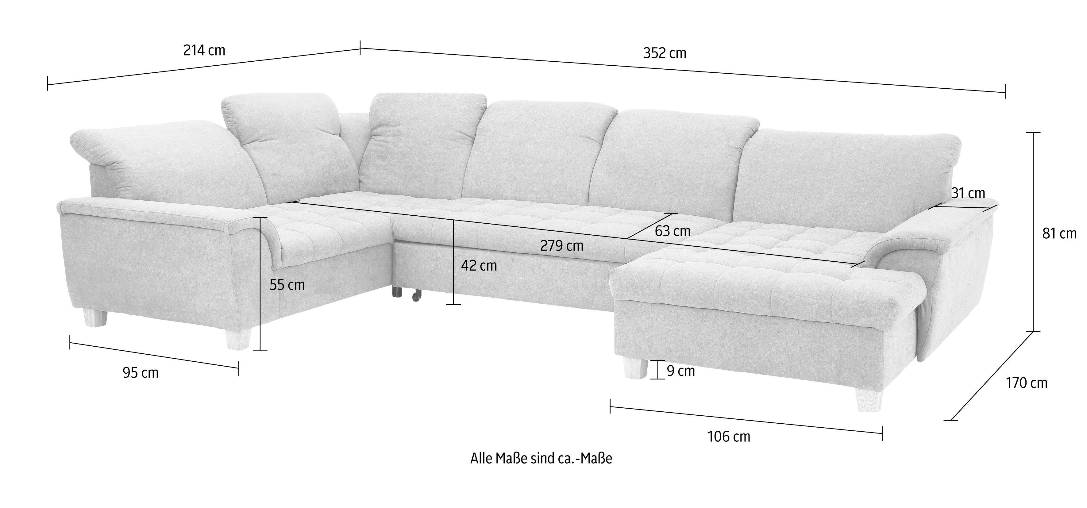 Home affaire Zithoek Lyla U-vorm naar keuze met verstelbare rugleuning en extra met bed + bedkist