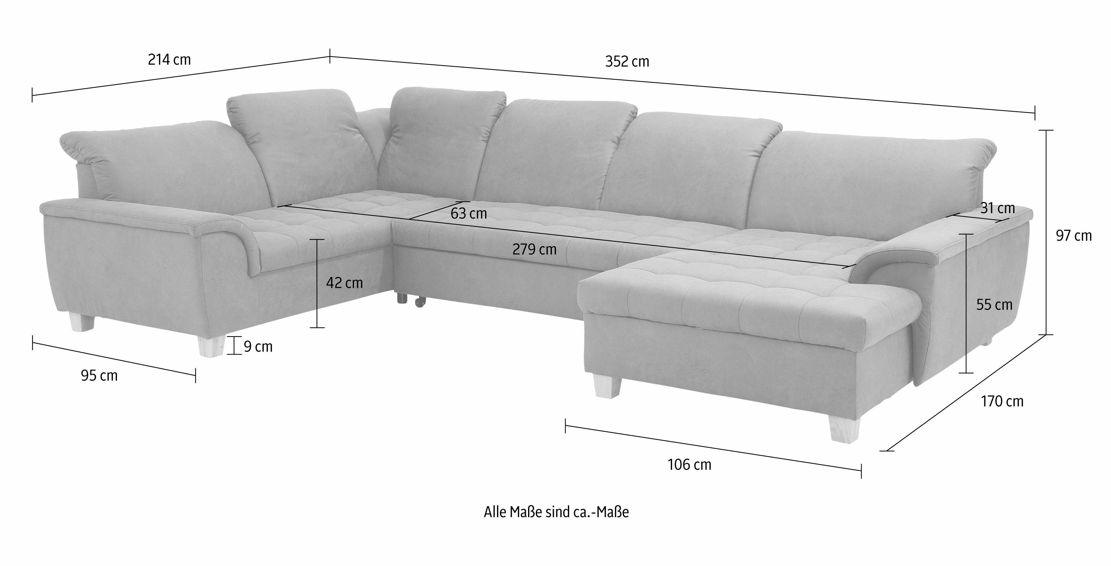 Home affaire Zithoek Lyla U-vorm naar keuze met verstelbare rugleuning en extra met bed + bedkist