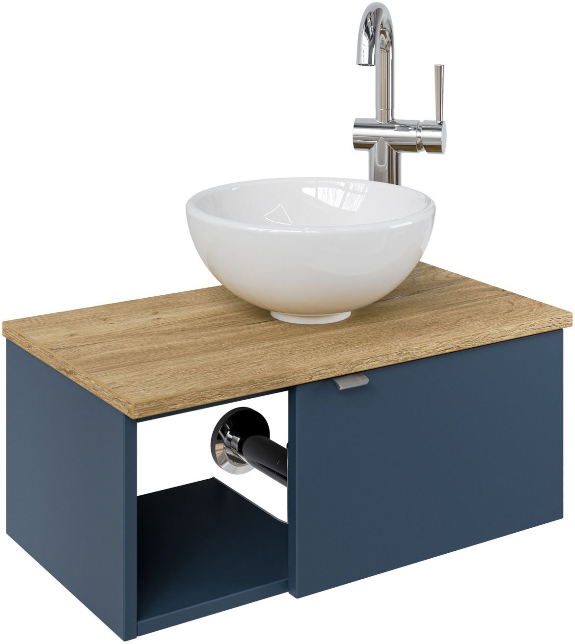 Saphir Wastafelonderkast Serie 6915 wastafel met onderkast voor gastenbadkamer, tweede toilet (3-delig)