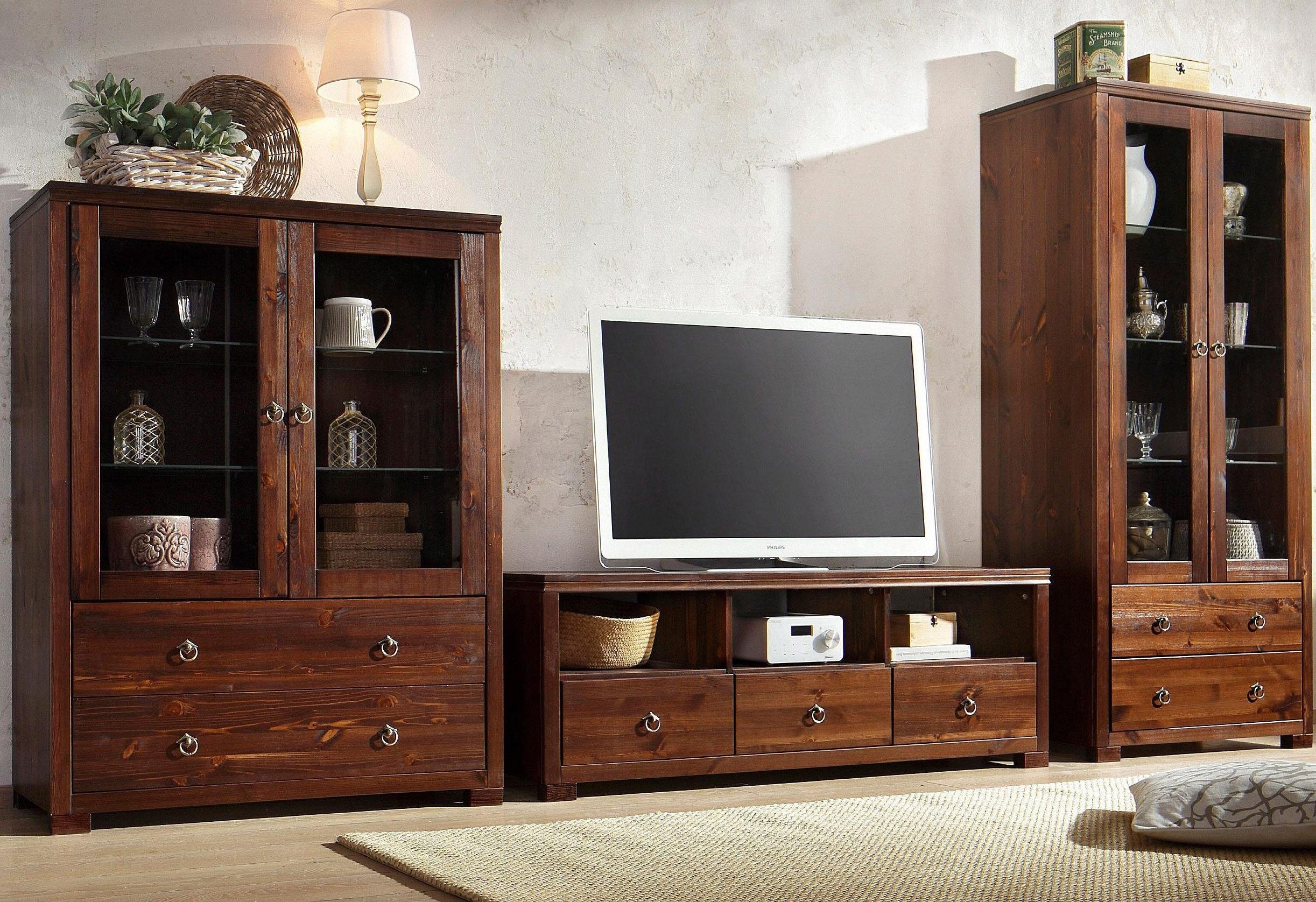 Home affaire Wandmeubel Gotland bestaand uit 1 highboard, 1 tv-meubel en 1 vitrinekast (set, 3 stuks)