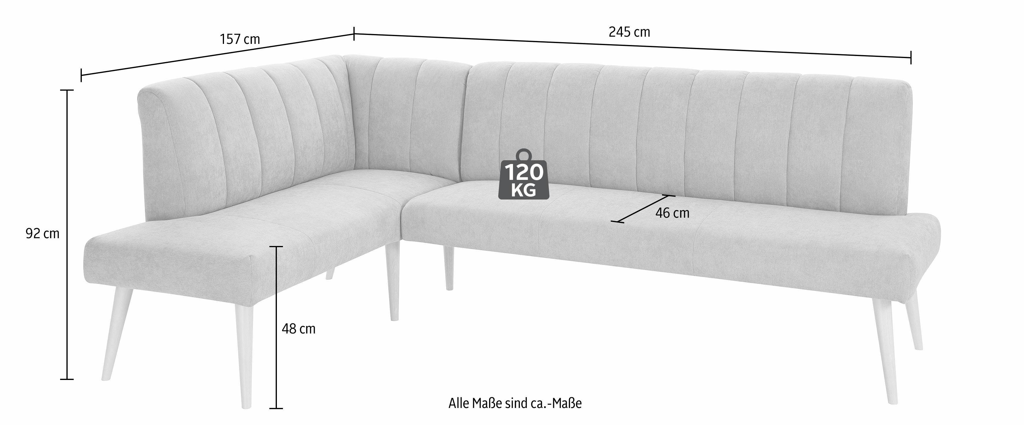 exxpo - sofa fashion Hoekbank Costa, moderne rugstikking, comfortabel en elegant, hoge houten voet