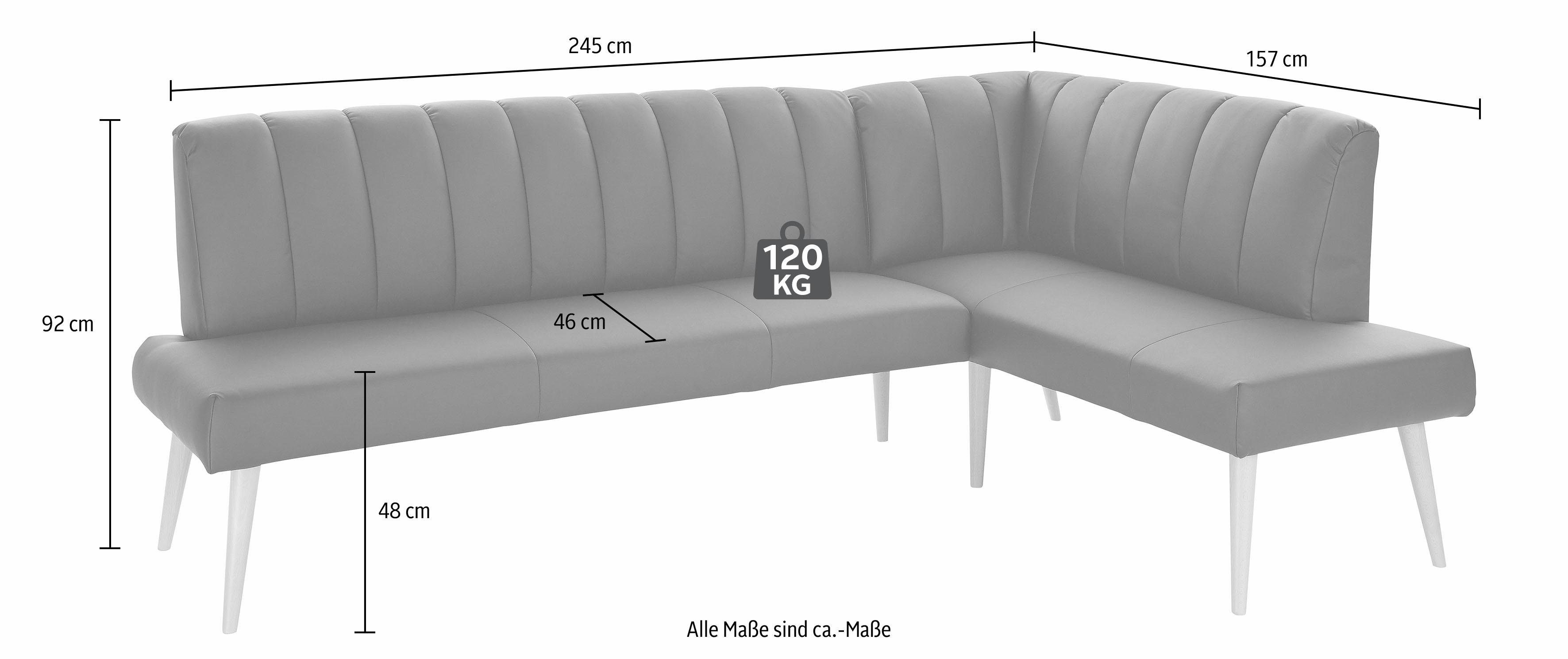exxpo - sofa fashion Hoekbank Costa, moderne rugstikking, comfortabel en elegant, hoge houten voet