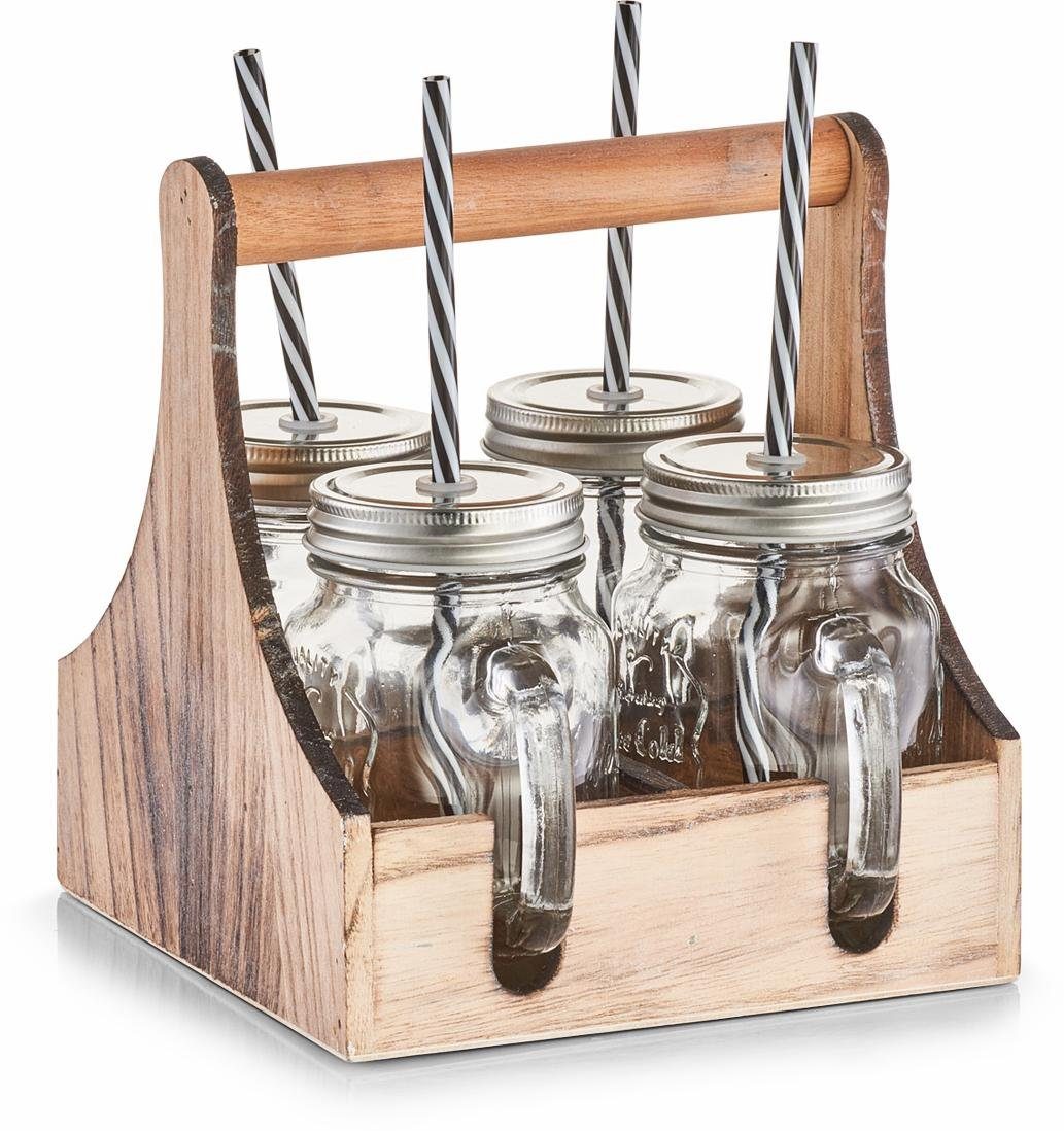 Zeller Present Glazenset in praktische houten kist om te dragen (set, 5-delig)