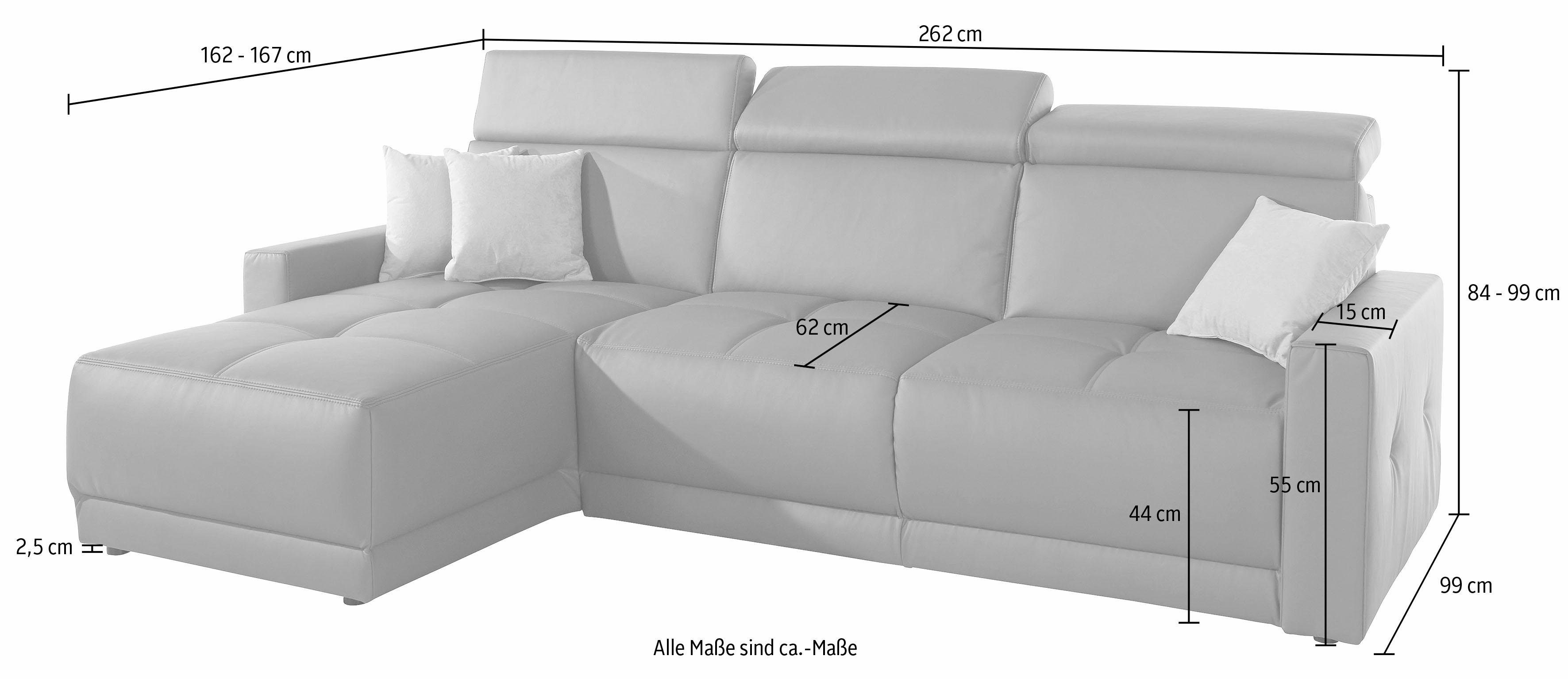DOMO collection Hoekbank Ava met moderne zitstiksels & mooie dubbele naad, comfortabel, L-vorm