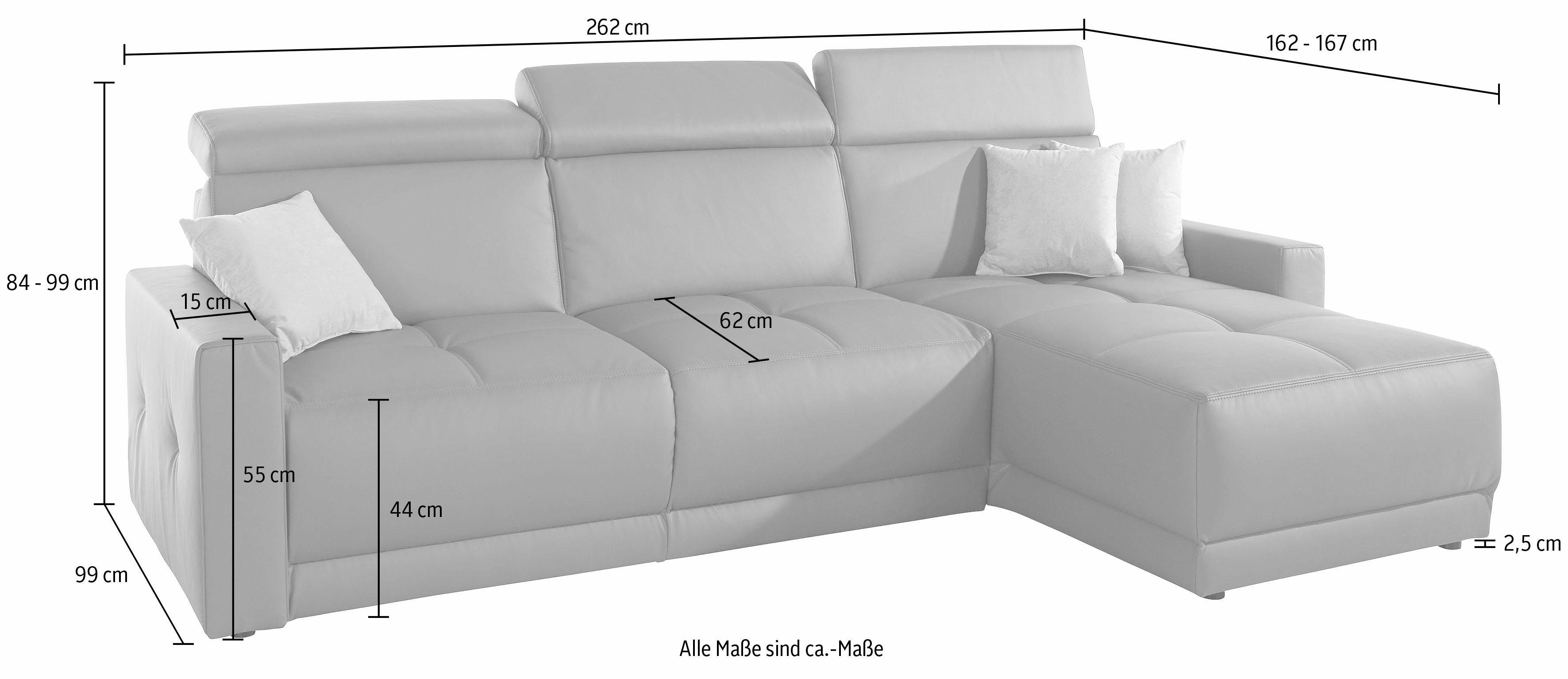 DOMO collection Hoekbank Ava met moderne zitstiksels & mooie dubbele naad, comfortabel, L-vorm