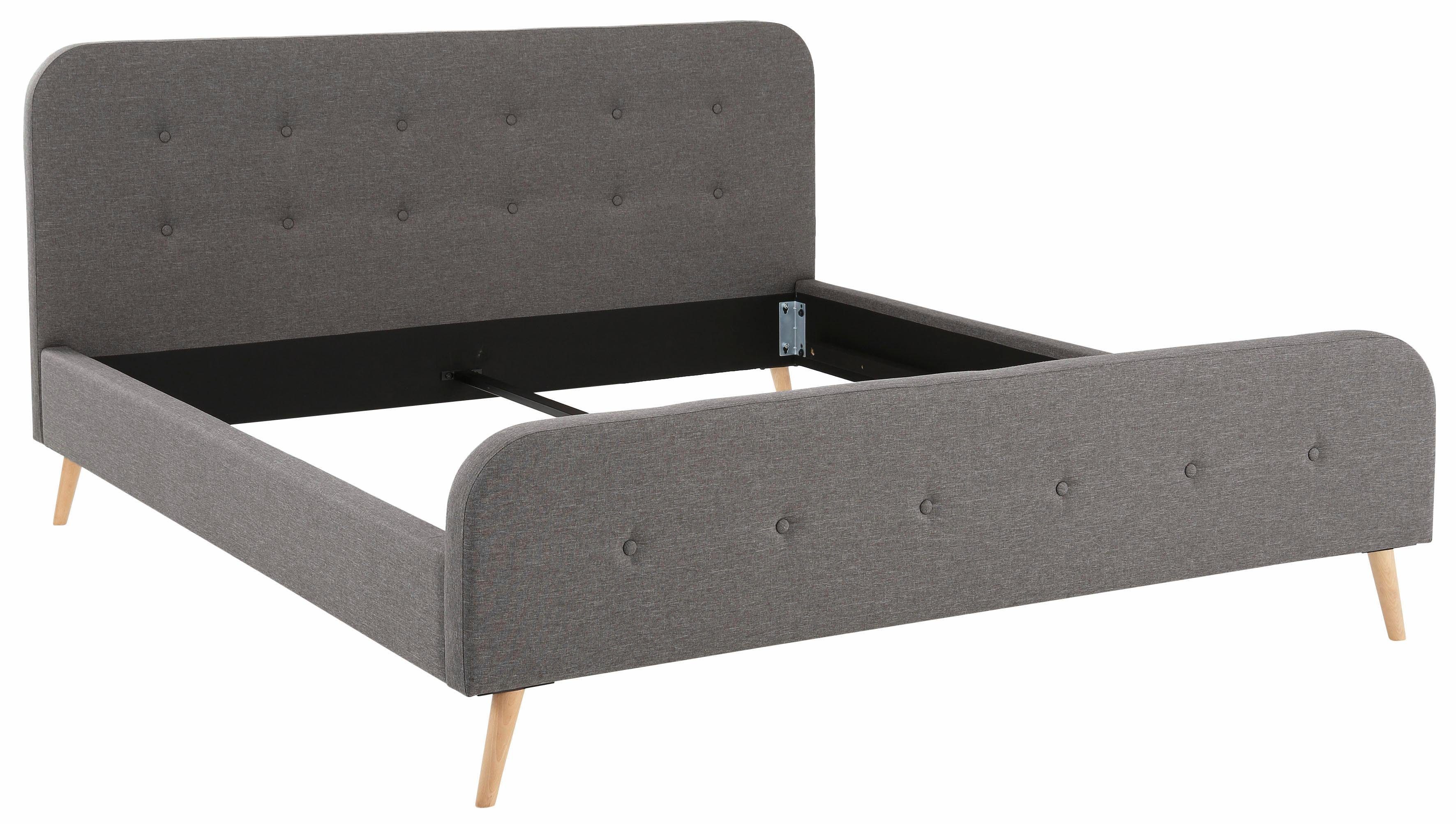 Home affaire Gestoffeerd bed Amrum met luxueuze knopen aan het zacht verdikte hoofd- en voetbord