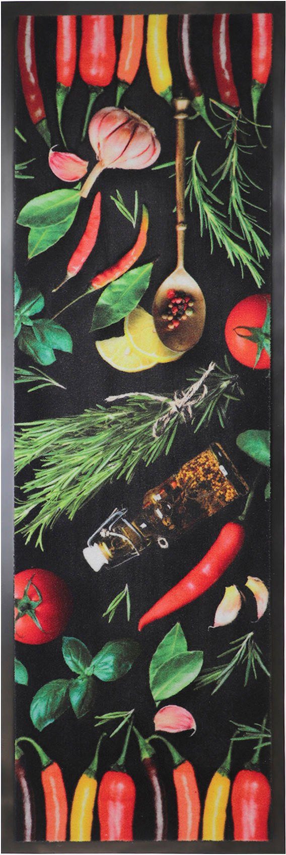Primaflor-Ideen in Textil Keukenloper CHILI HERBS, Made in Belgium Chili-kruiden motief, afm. 50x150 cm, antislip, keuken laagpolige vloerkleden