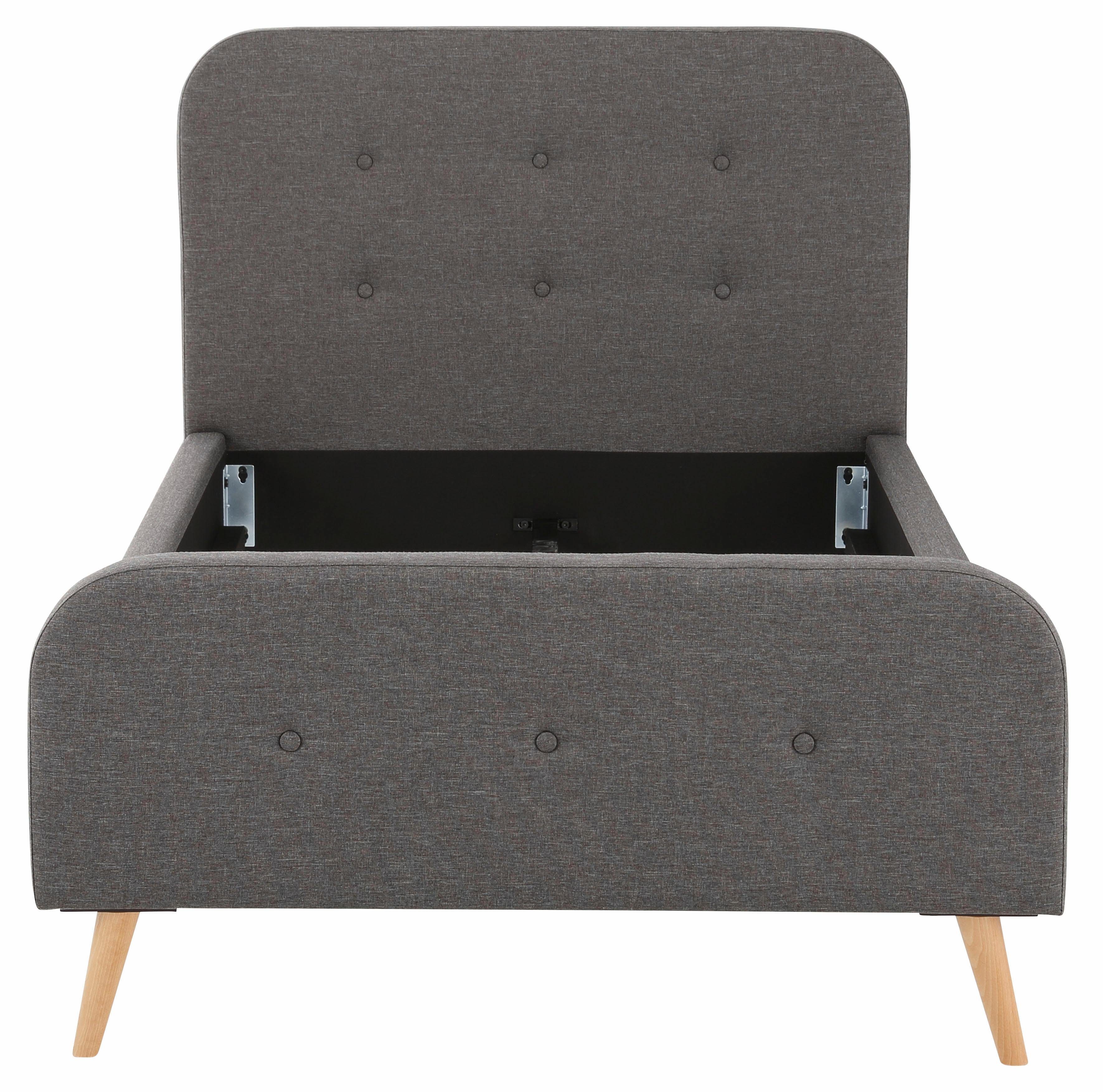 Home affaire Gestoffeerd bed Amrum met luxueuze knopen aan het zacht verdikte hoofd- en voetbord