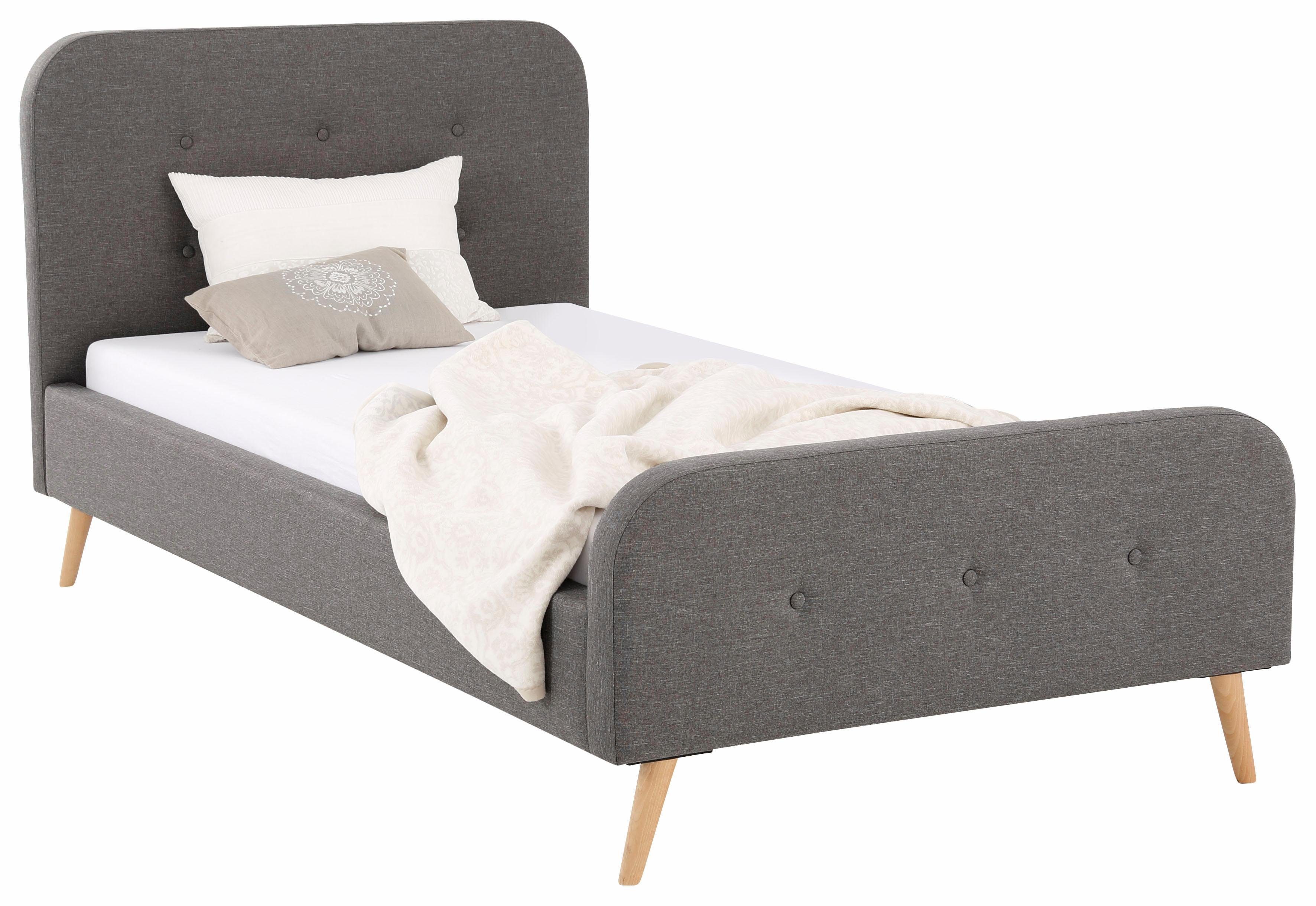 Home affaire Gestoffeerd bed Amrum met luxueuze knopen aan het zacht verdikte hoofd- en voetbord