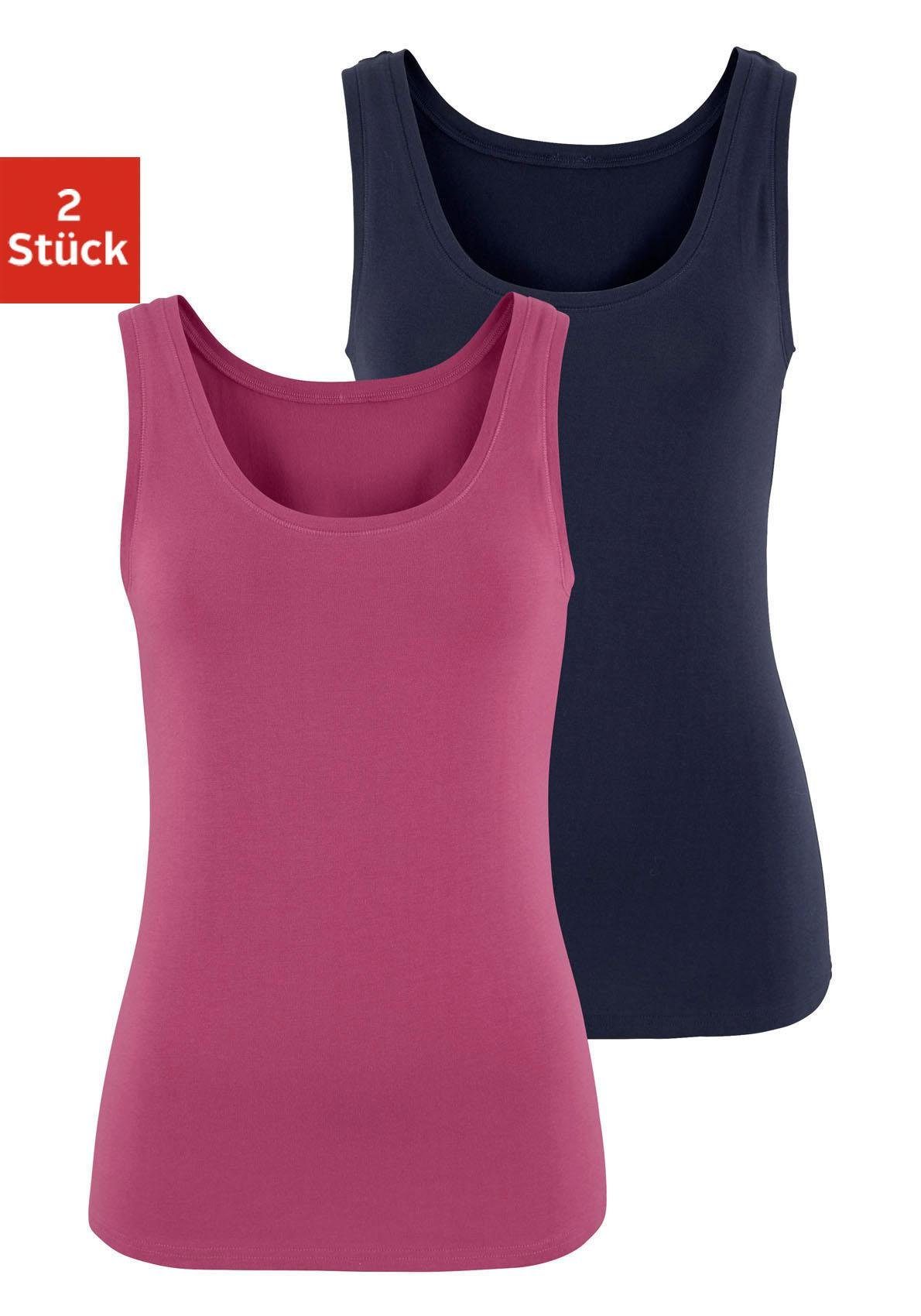 Vivance Tanktop Elastische katoenkwaliteit gemaakt van elastische katoenen stof, strandtop (Set van 2)