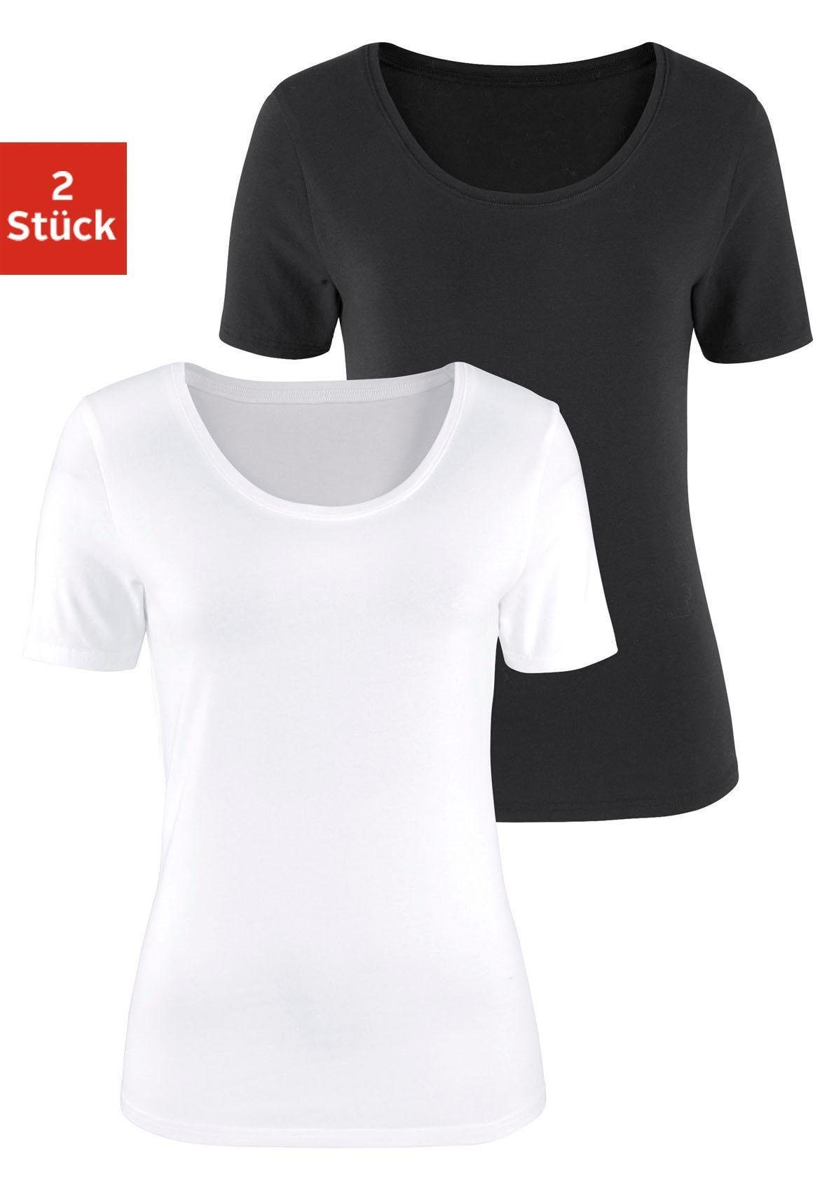 Vivance T-shirt Elastische katoenkwaliteit (Set van 2) dames t-shirts maat 40/42 wit