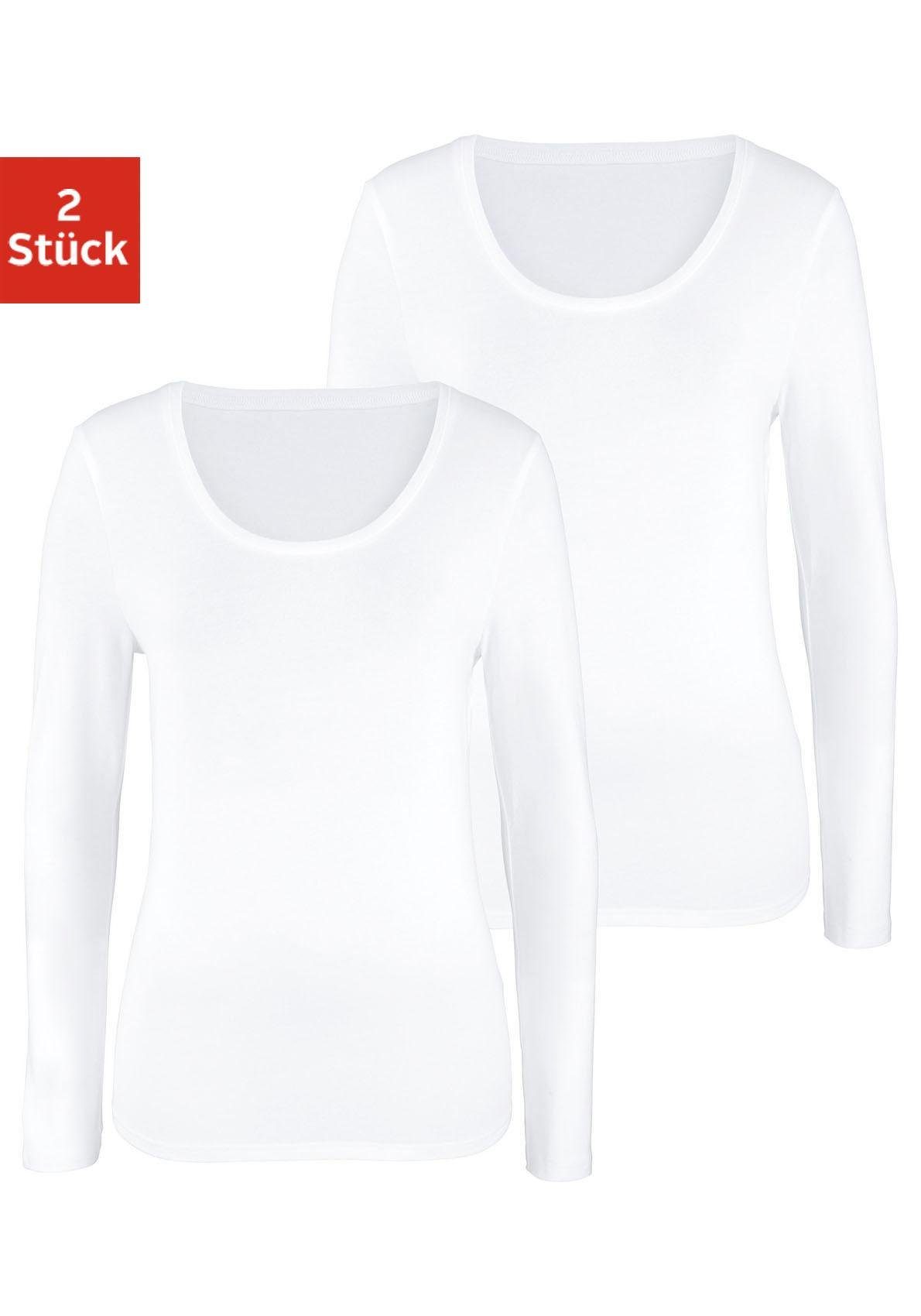 Vivance Shirt met lange mouwen Elastische katoenkwaliteit (Set van 2)