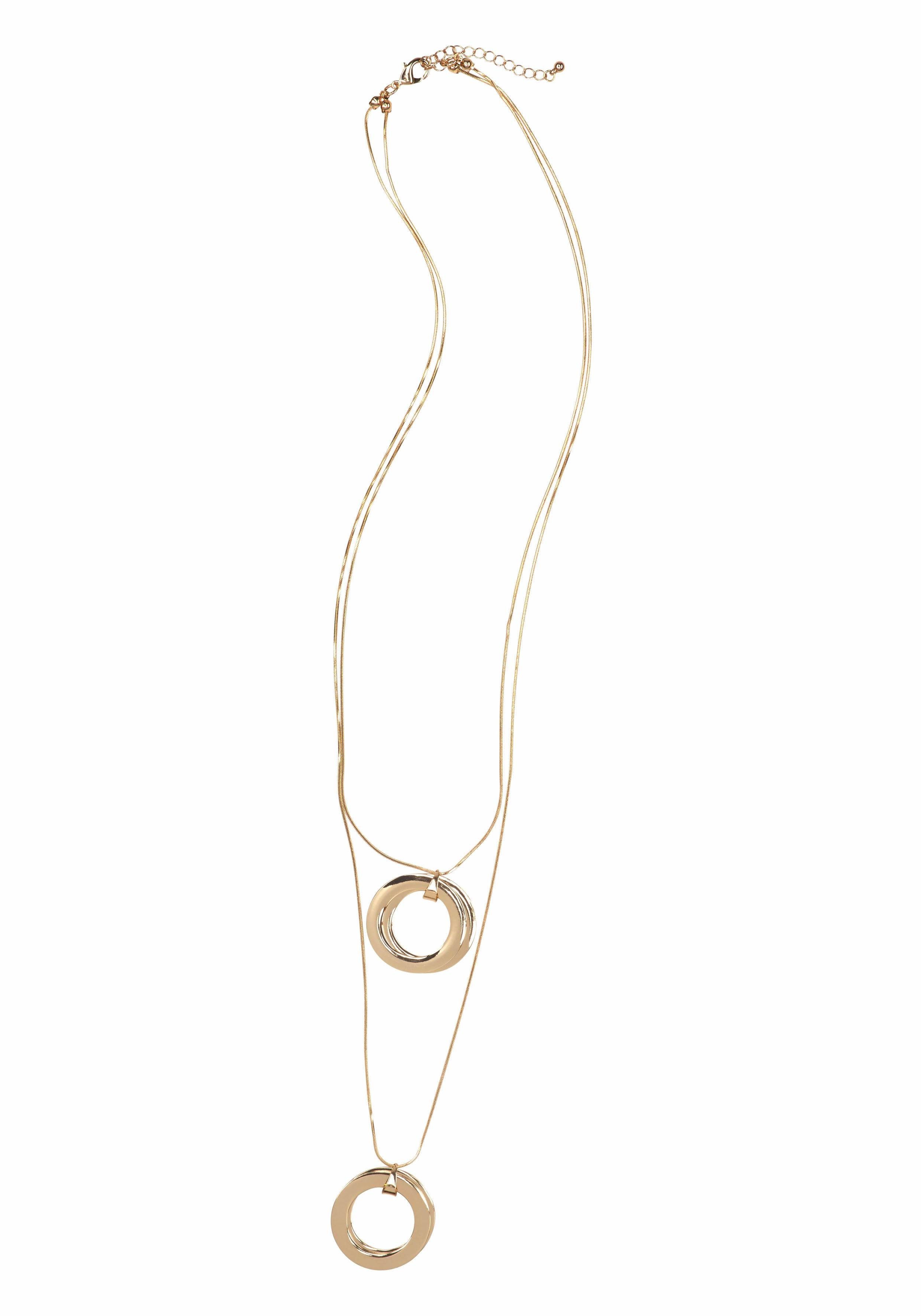 Firetti Lange ketting 2 rijig, met elk dubbele ringhanger, glans dames kettingen goud(kleur)