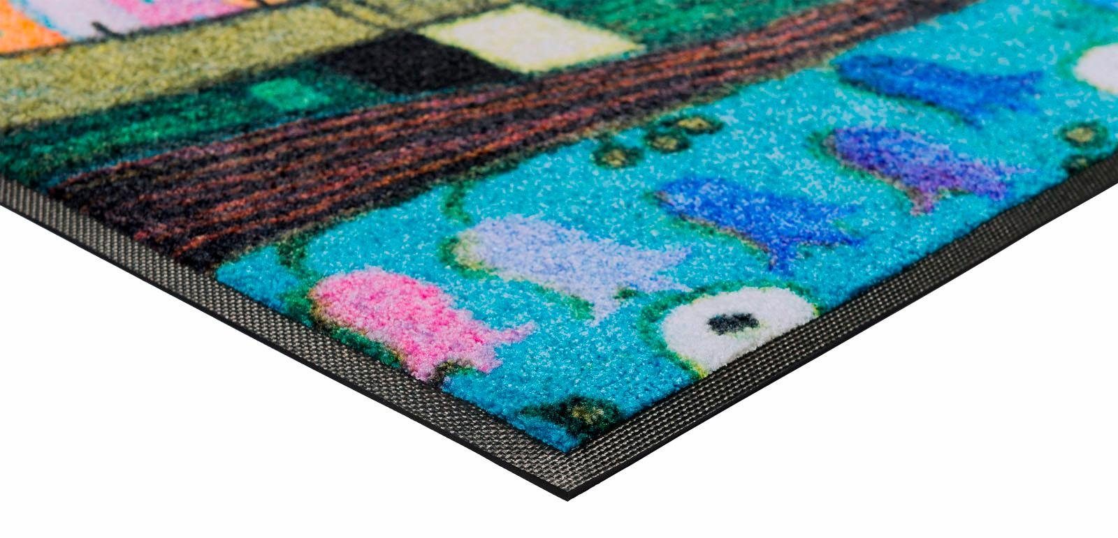 wash+dry by Kleen-Tex Mat Stad in blauw Inloopmat, antislip, wasbaar