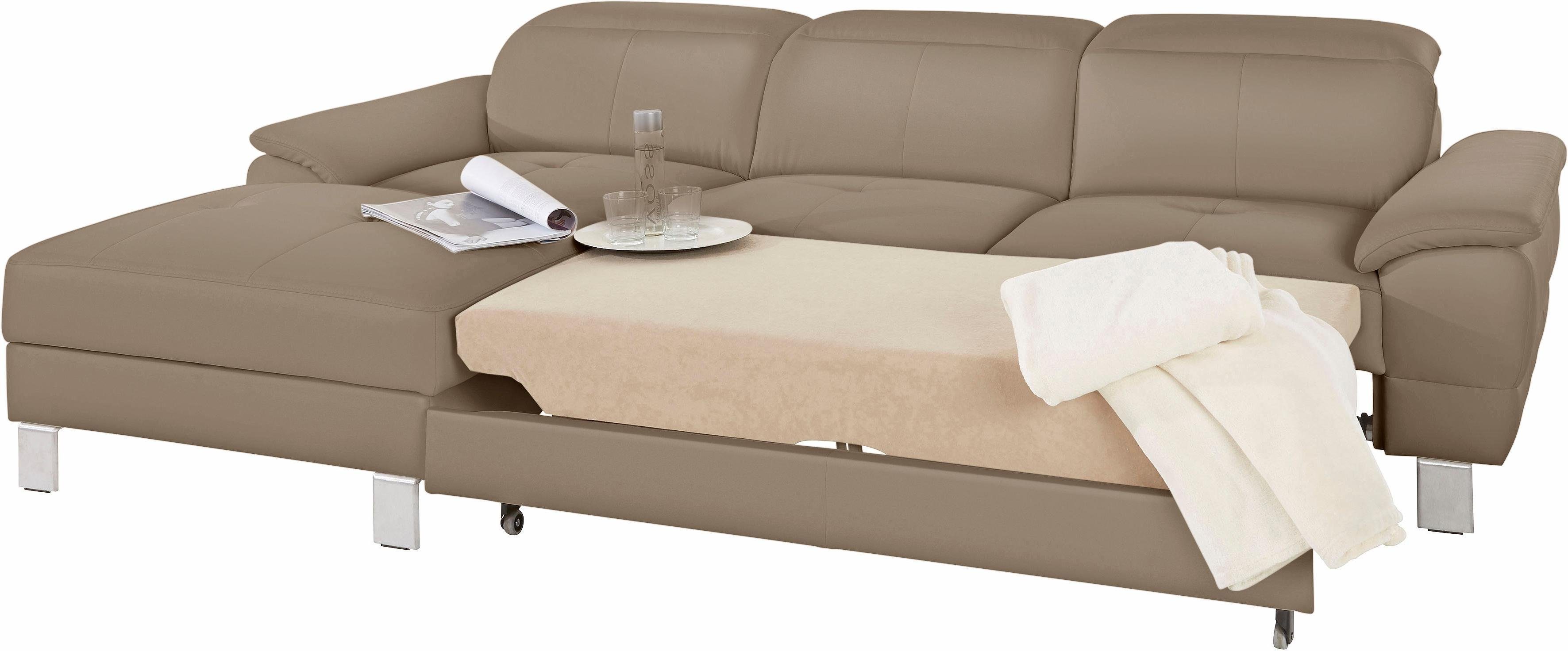 exxpo - sofa fashion Hoekbank Mantua 2, incl. hoofd- of rugverstelling, comfortabel, L-vorm optioneel met bedfunctie en bedlade, geweldige afwerkingsdetails