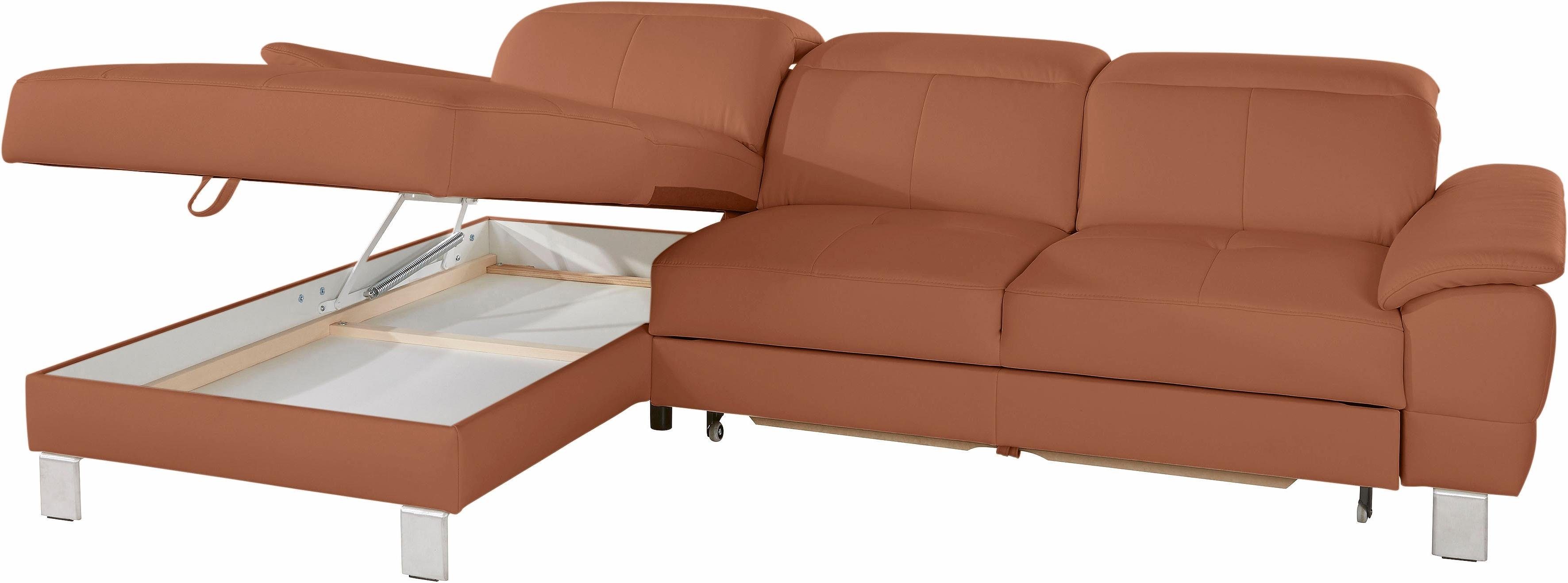 exxpo - sofa fashion Hoekbank Mantua 2, incl. hoofd- of rugverstelling, comfortabel, L-vorm optioneel met bedfunctie en bedlade, geweldige afwerkingsdetails