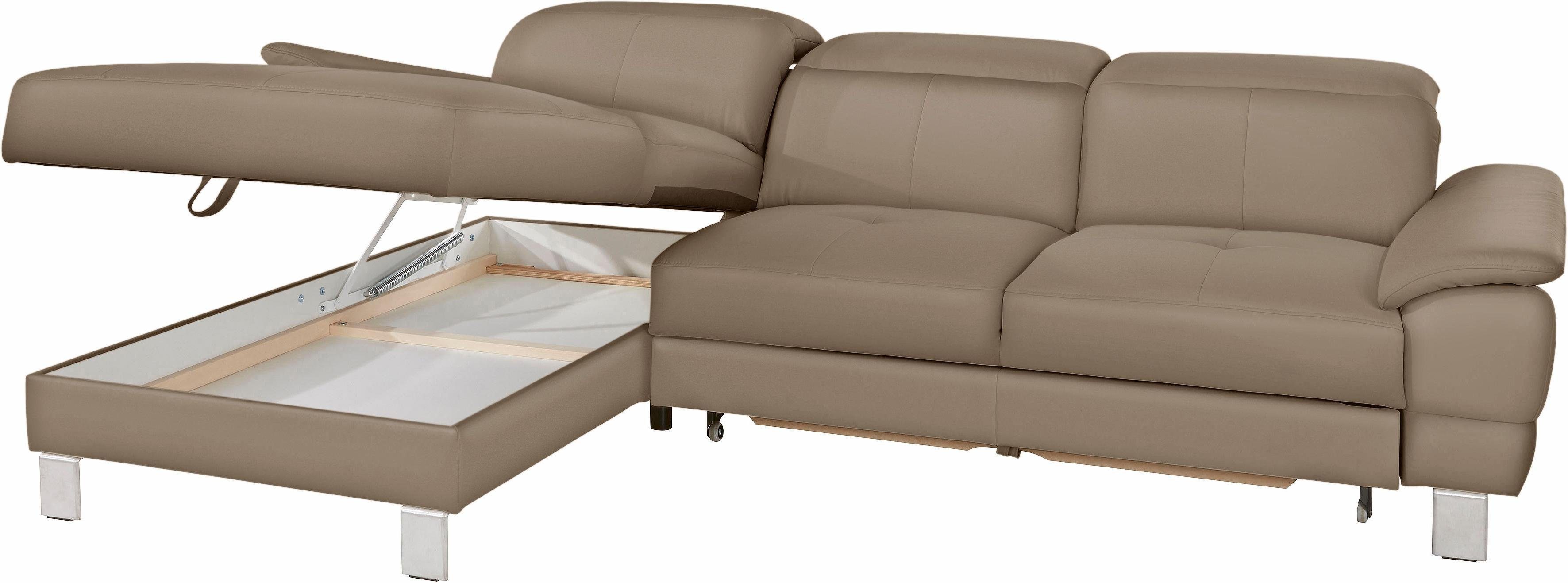 exxpo - sofa fashion Hoekbank Mantua 2, incl. hoofd- of rugverstelling, comfortabel, L-vorm optioneel met bedfunctie en bedlade, geweldige afwerkingsdetails