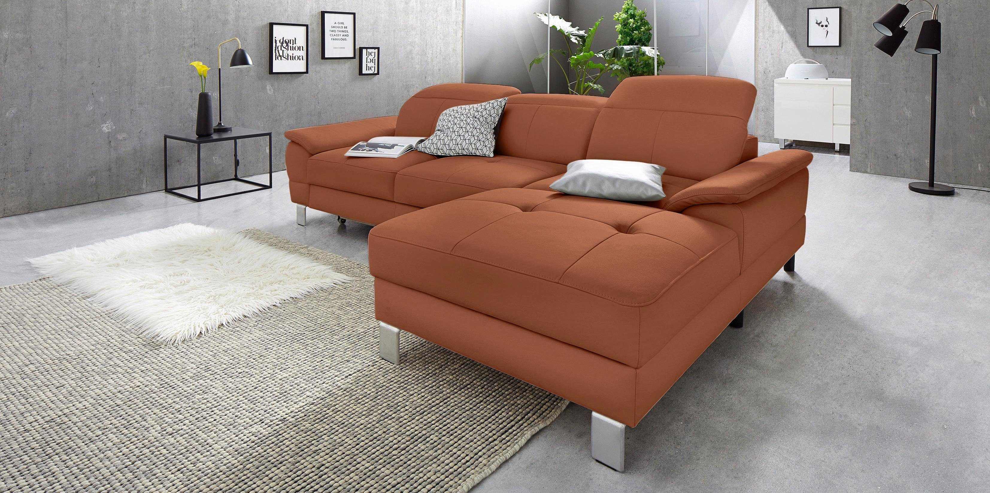exxpo - sofa fashion Hoekbank Mantua 2, incl. hoofd- of rugverstelling, comfortabel, L-vorm optioneel met bedfunctie en bedlade, geweldige afwerkingsdetails