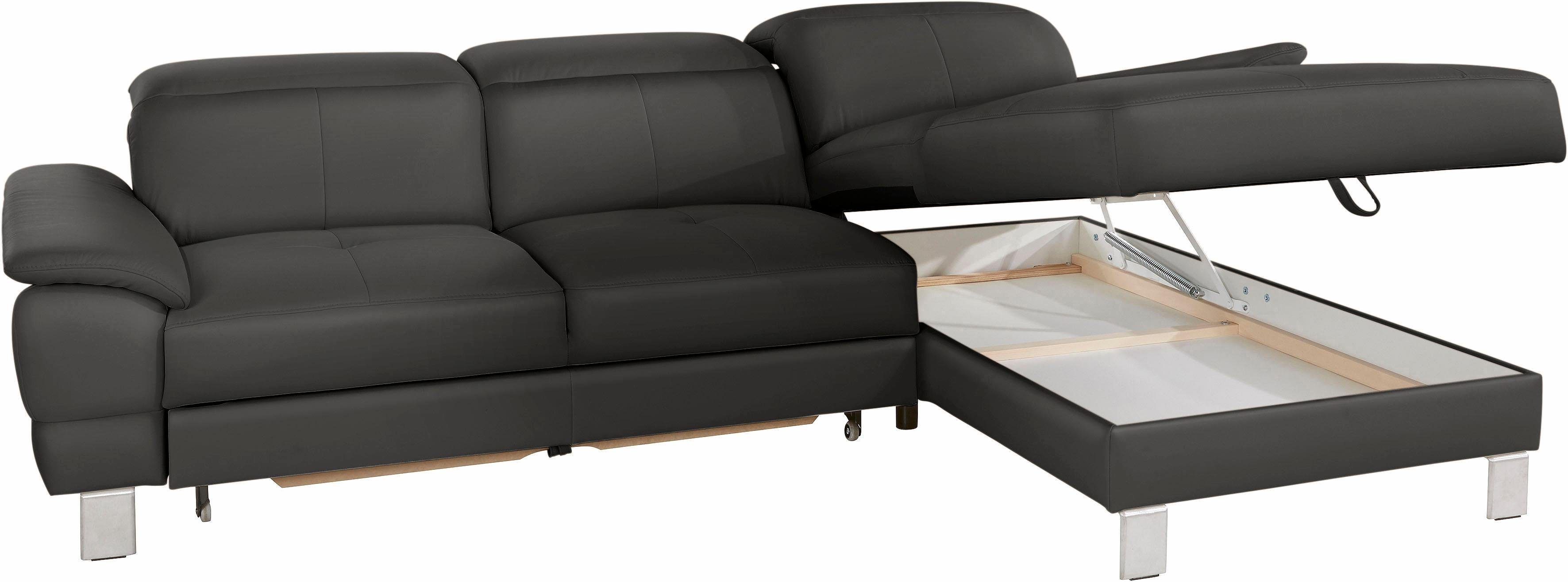 exxpo - sofa fashion Hoekbank Mantua 2, incl. hoofd- of rugverstelling, comfortabel, L-vorm optioneel met bedfunctie en bedlade, geweldige afwerkingsdetails