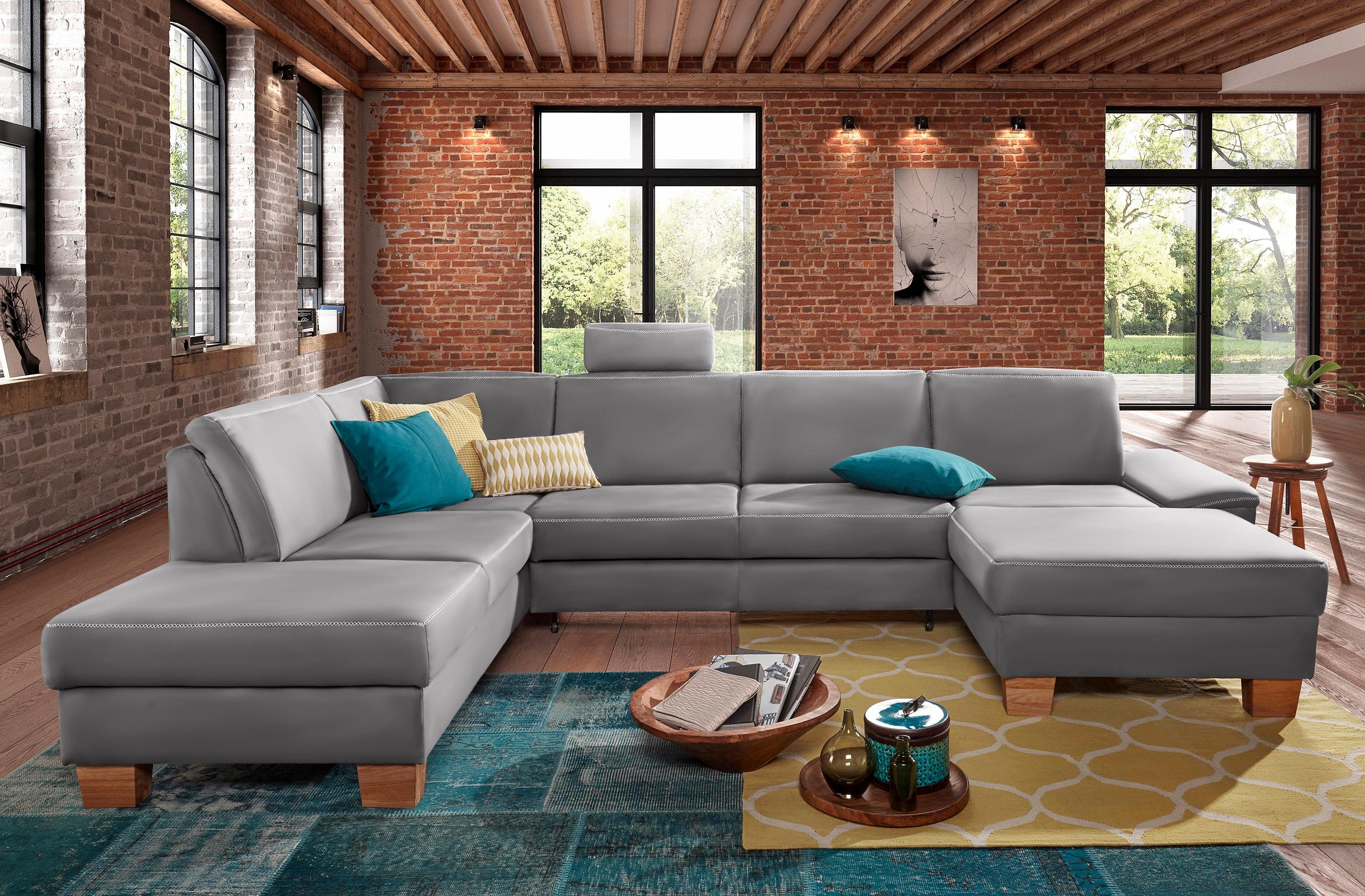 exxpo - sofa fashion zithoek croma, u-vorm naar keuze met slaapfunctie en bedkist grijs