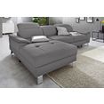 exxpo - sofa fashion hoekbank inclusief hoofd- resp. verstelbare rugleuning, naar keuze met slaapfunctie en bedkist grijs