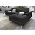exxpo - sofa fashion hoekbank inclusief hoofd- resp. verstelbare rugleuning, naar keuze met slaapfunctie en bedkist zwart