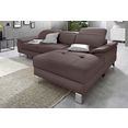 exxpo - sofa fashion hoekbank inclusief hoofd- resp. verstelbare rugleuning, naar keuze met slaapfunctie en bedkist bruin
