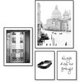 reinders! artprint liefde frankrijk - itali - vintage - kus - tekst (4 stuks) zwart