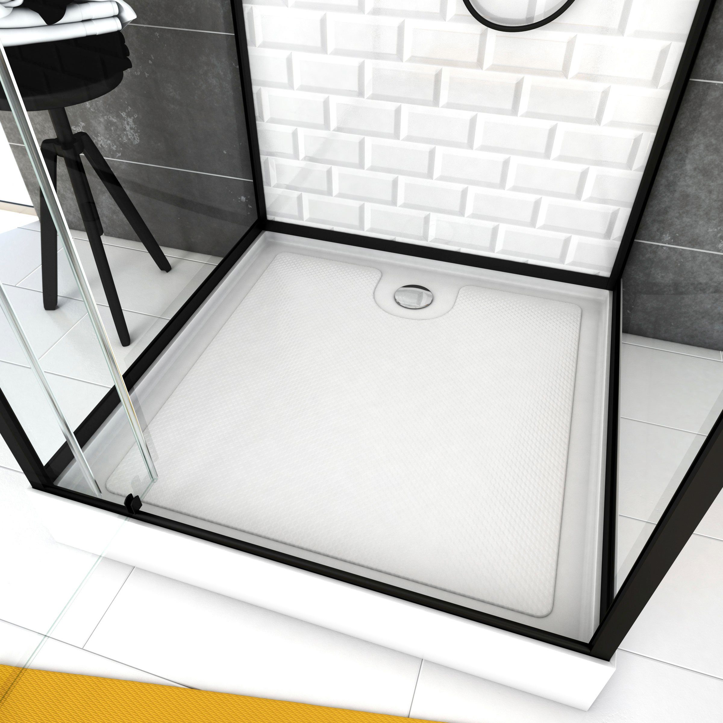 Marwell Complete douche White Stone inclusief kranen, 80 cm x 80 cm
