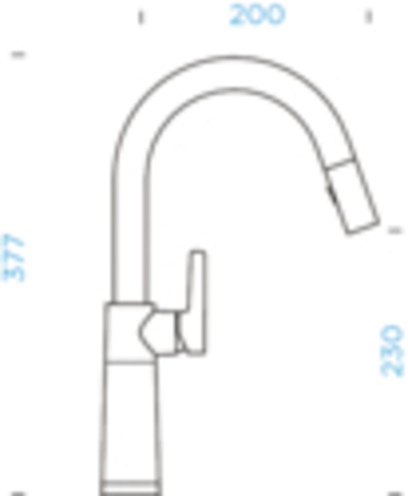 Schock Keukenkraan SC-520 SB uitschuifbaar, straal-douche, terugstroombegrenzer, draaibereik 120°
