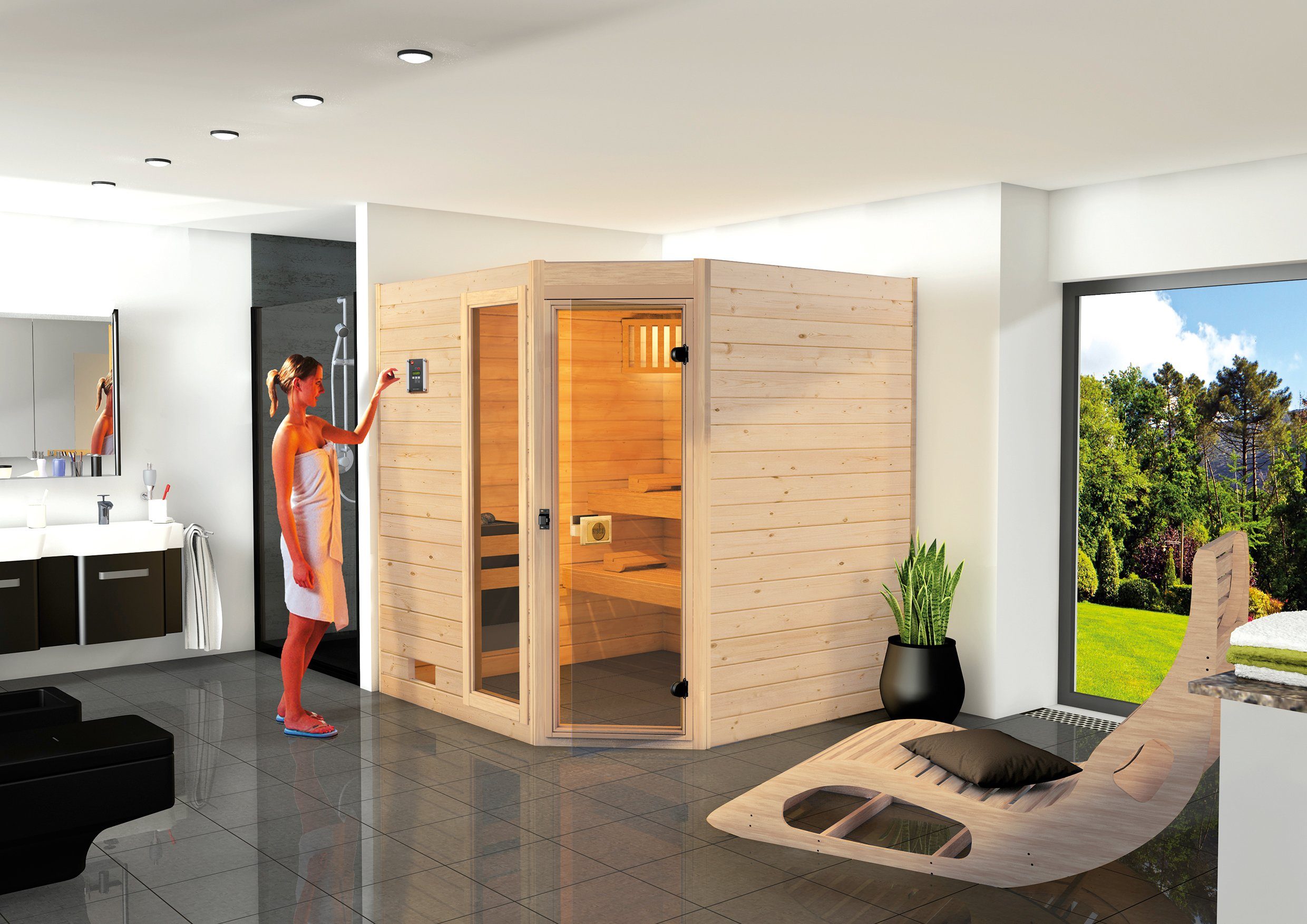 weka Sauna L_ars Trend hoek 2 kachel 9 kw met interne bediening
