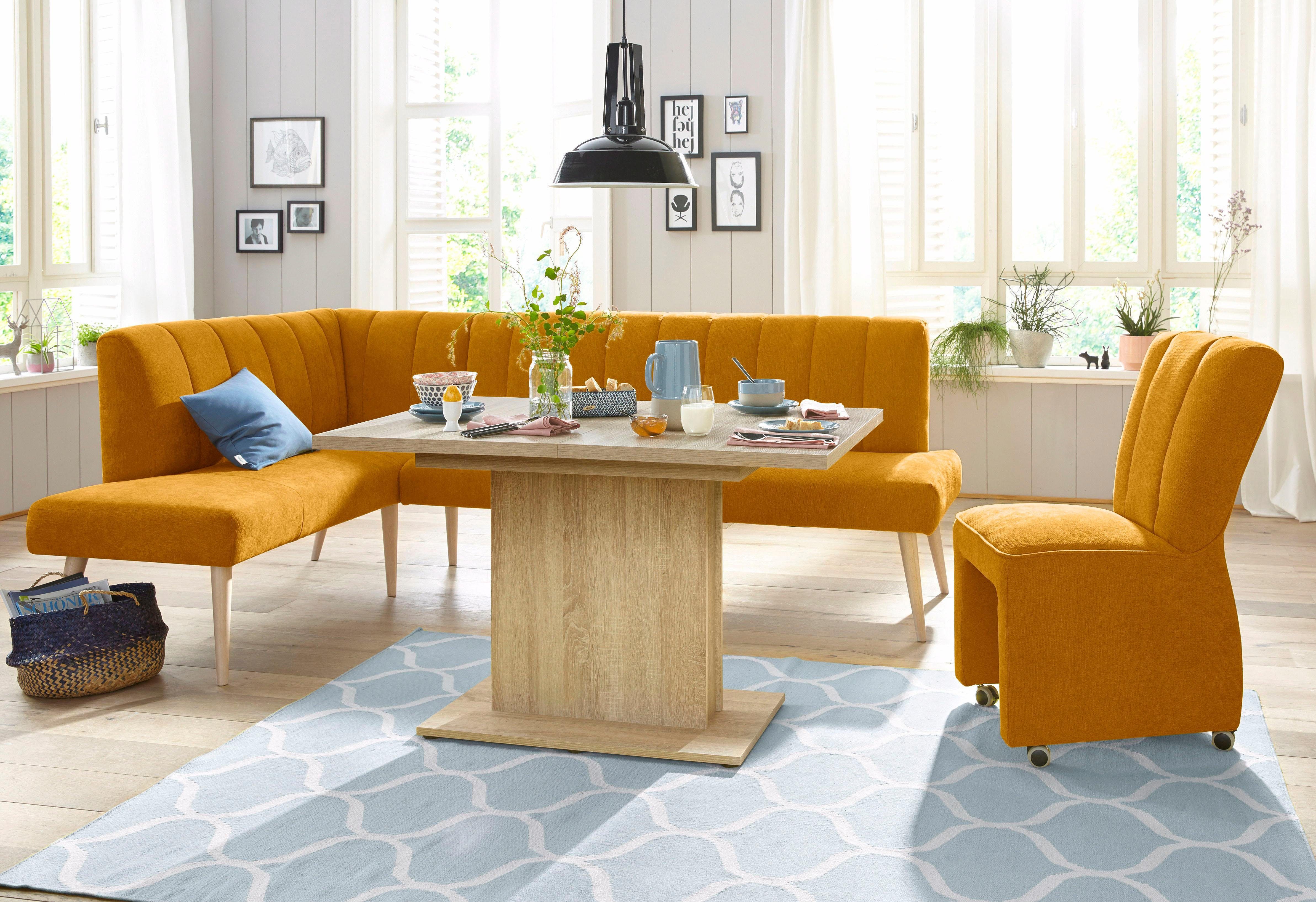 Exxpo - sofa fashion Hoekbank Costa, moderne rugstikking, comfortabel en elegant, hoge houten voet