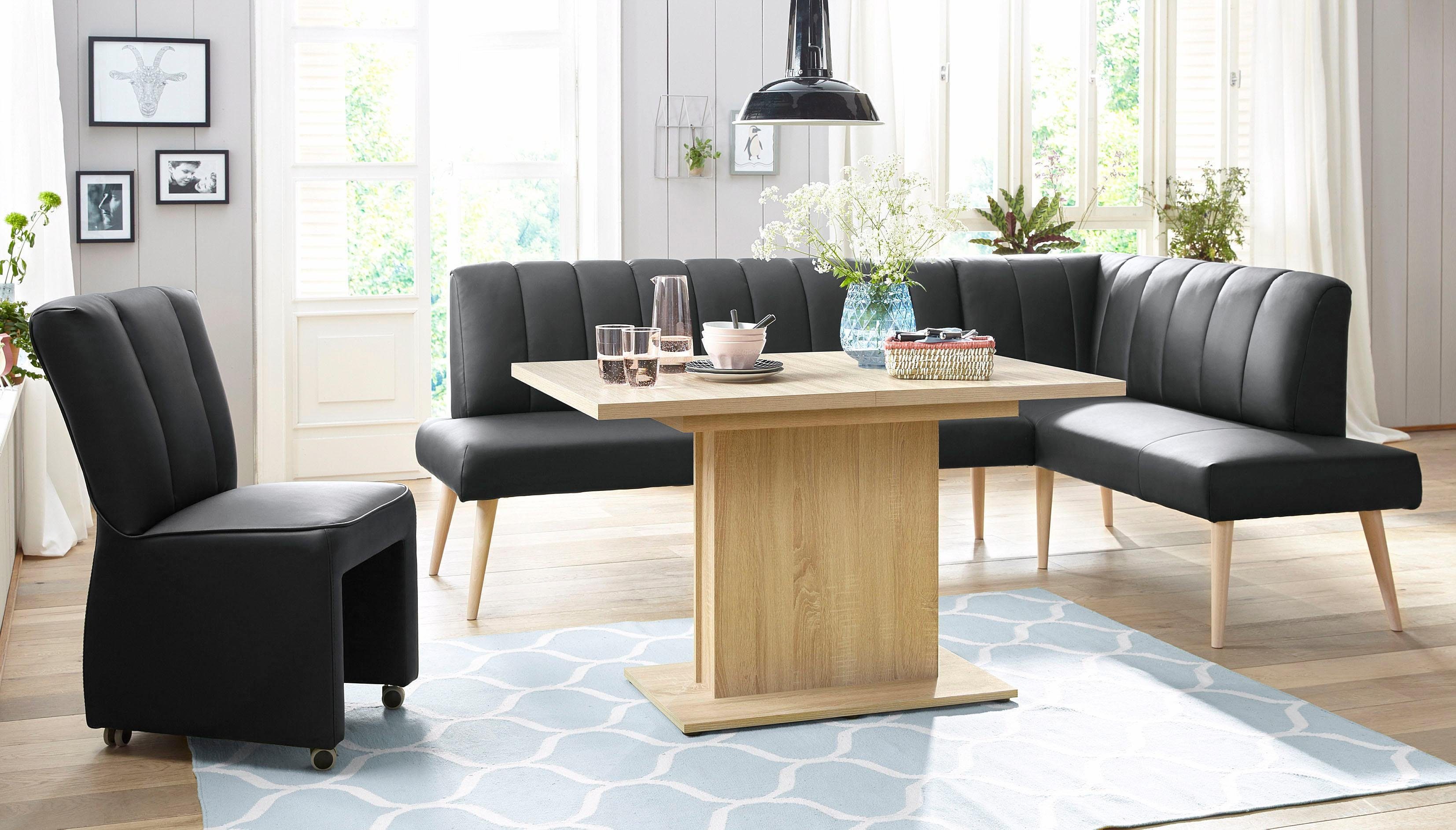 exxpo - sofa fashion Hoekbank Costa, moderne rugstikking, comfortabel en elegant, hoge houten voet