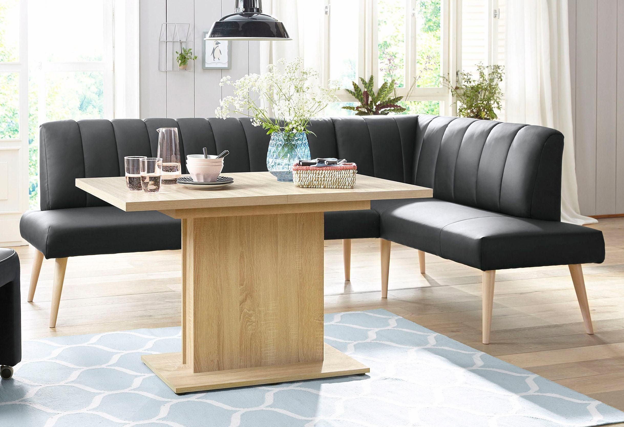 exxpo - sofa fashion Hoekbank Costa, moderne rugstikking, comfortabel en elegant, hoge houten voet