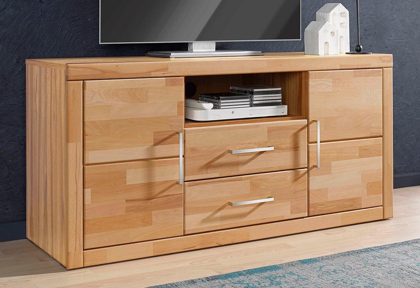 Home affaire Tv-meubel Logo Breedte 130 cm lowboards maat 130x42x62 cm beige