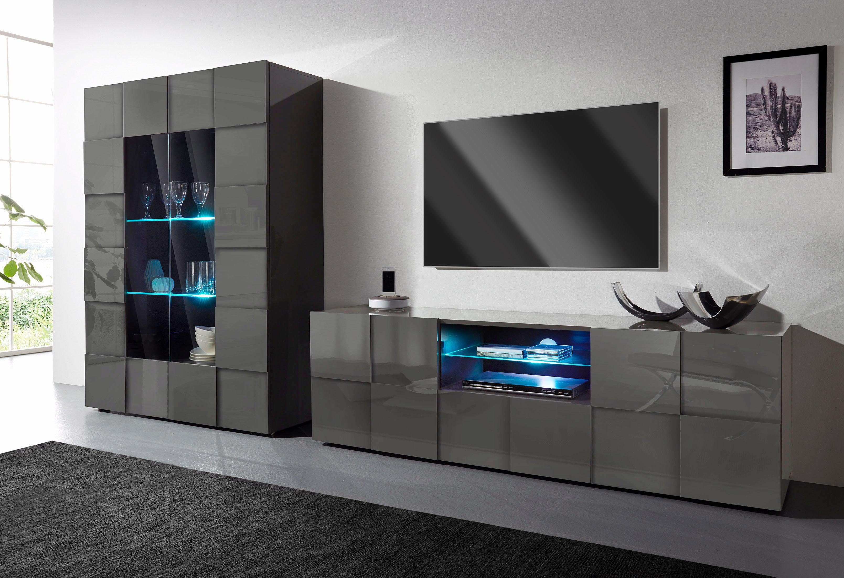 INOSIGN Tv-meubel Dama Breedte 181 cm, TV-meubel 2 deuren, 1 lade, TV-kast Front in 3D-uiterlijk, veel opbergruimte, verschillende kleuren