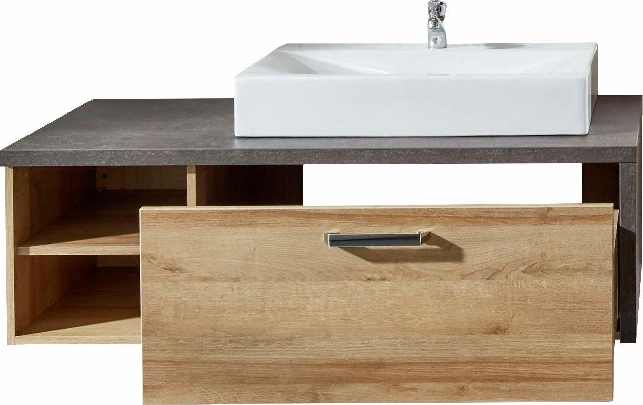 welltime Wastafelonderkast Bilbao Wastafel met metalen greep en 2 vakken - Afmetingen (B/D/H) 123/53/39 cm