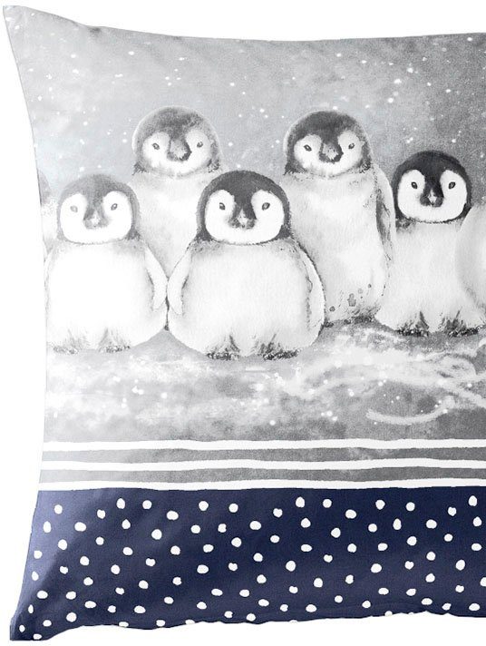 BIERBAUM Beddengoed 3736 Biber, 100% katoen, onderhoudsvriendelijk, heerlijk warm, met pinguïns (2-delig)