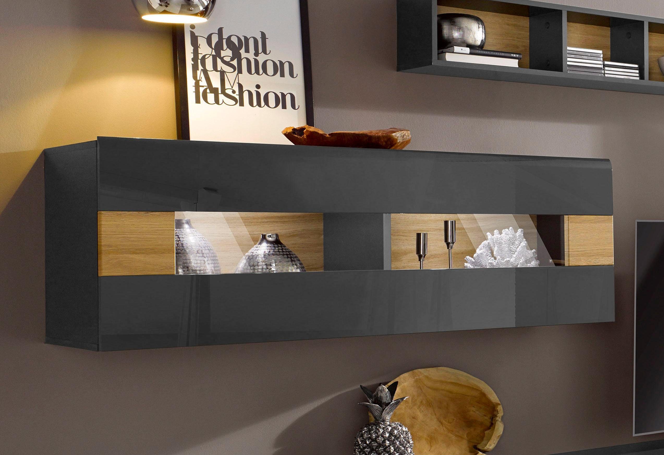 INOSIGN Hangende vitrinekast Toledo, breedte 131 cm trendy glazen vitrine met decoratieve MDF-front
