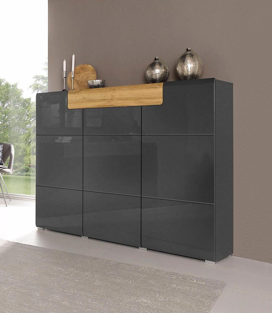 INOSIGN Highboard Toledo, breedte 147,5 cm, modieuze hoge kast met 3 deuren 1 lade