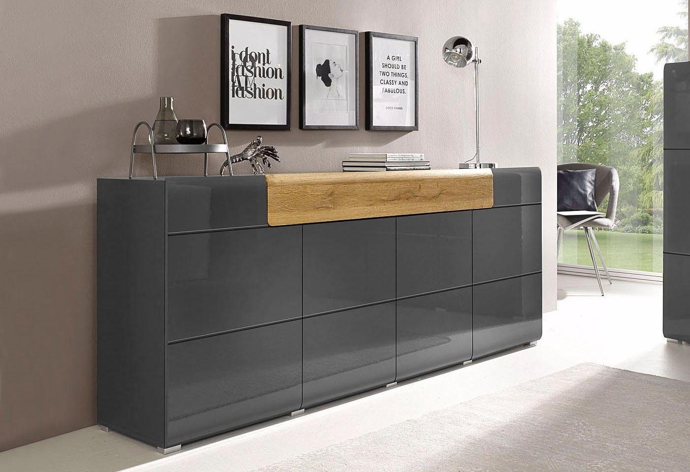 INOSIGN Dressoir Toledo, breedte 208 cm, moderne kast met decoratief freeswerk, greeploos