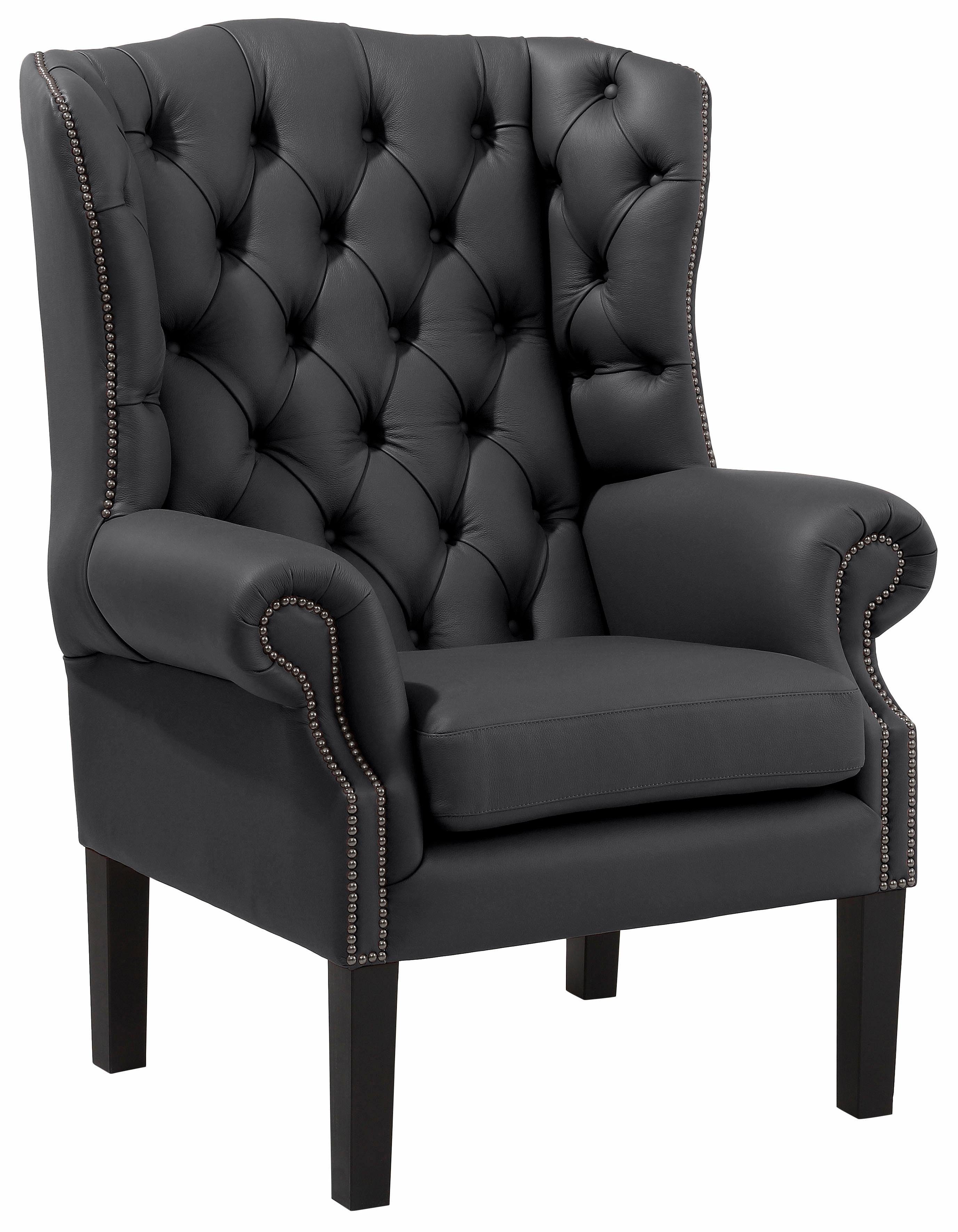 Home affaire Fauteuil Bedford oorschelp fauteuil Chesterfield met luxueuze capitonnage en gebogen armleuningen