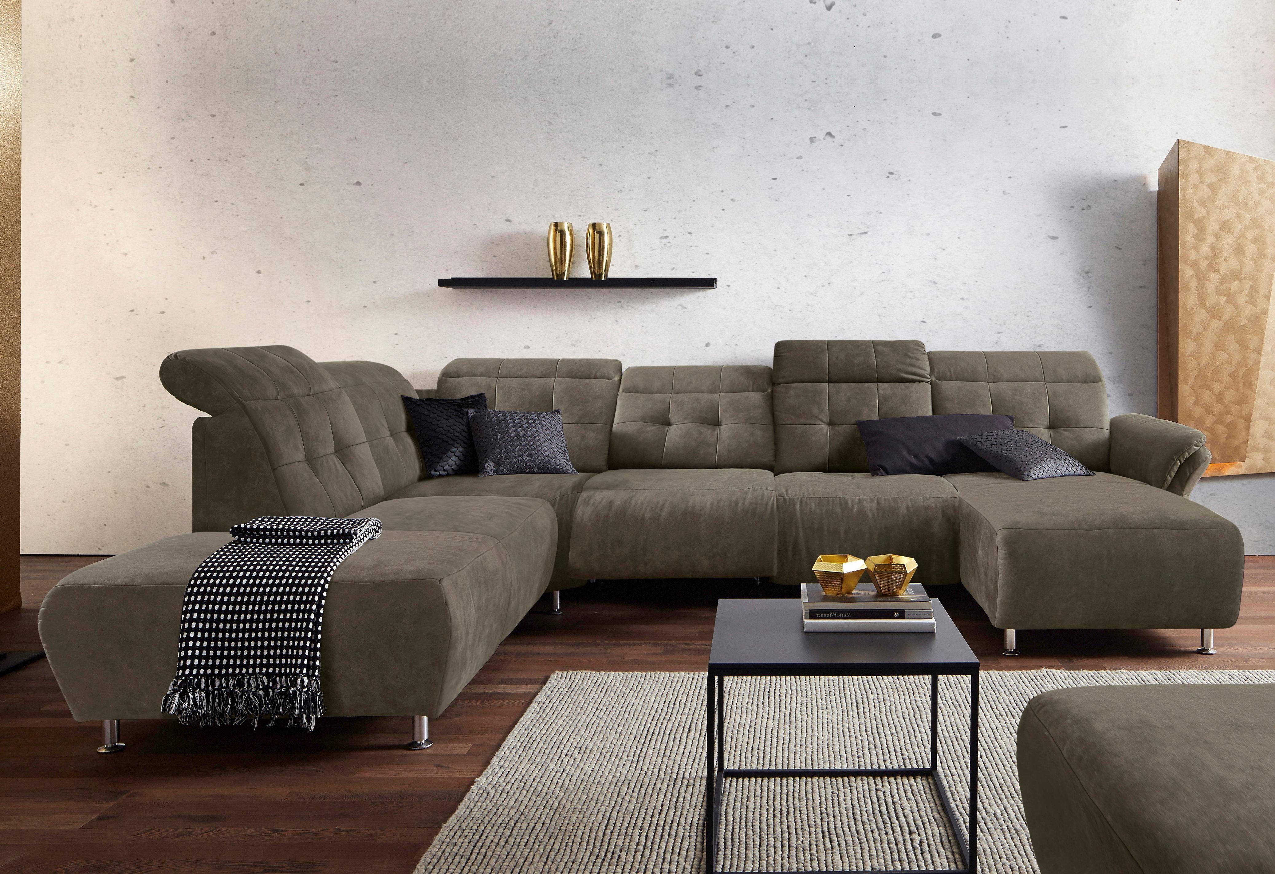 Places of Style Zithoek Manhattan U-vorm bank met elektrische relaxfunctie, verstelbare armleuningen