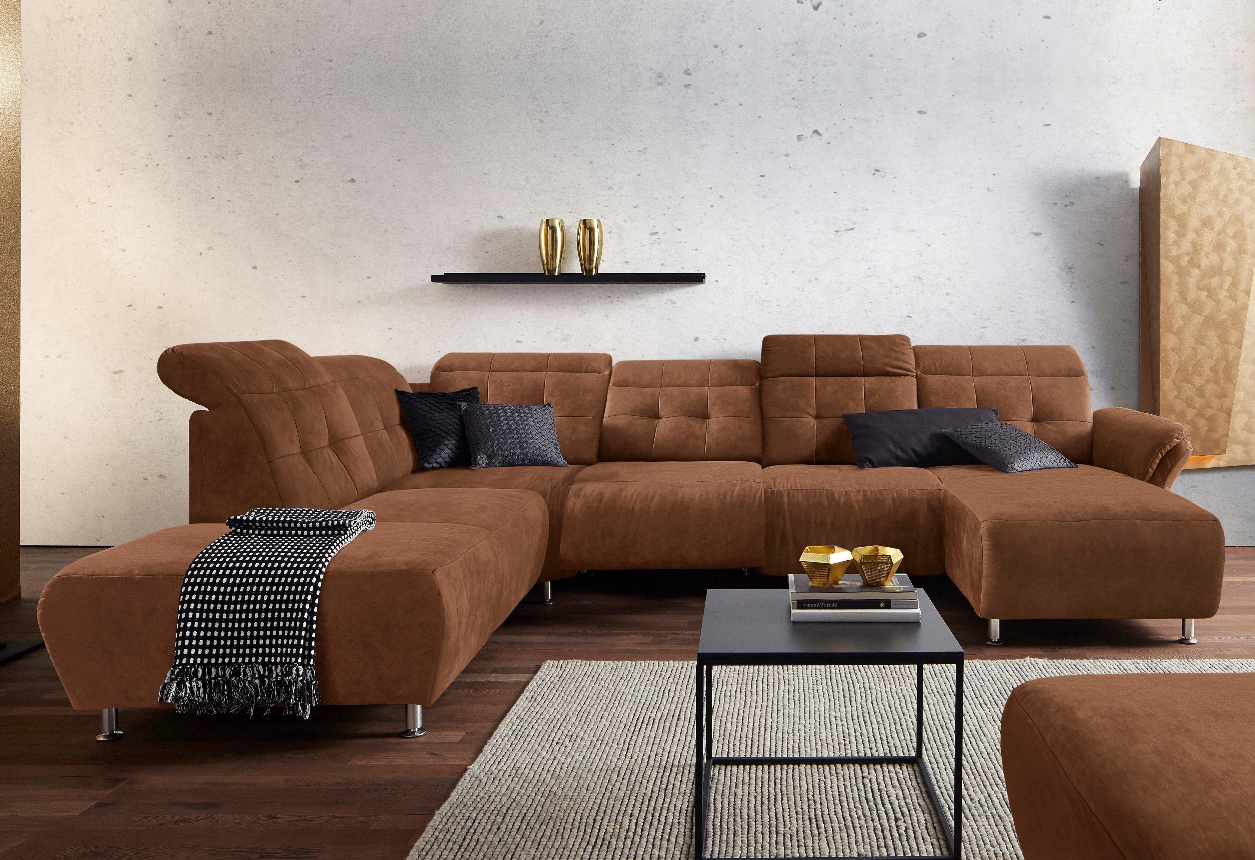 Places of Style Zithoek Manhattan U-vorm bank met elektrische relaxfunctie, verstelbare armleuningen