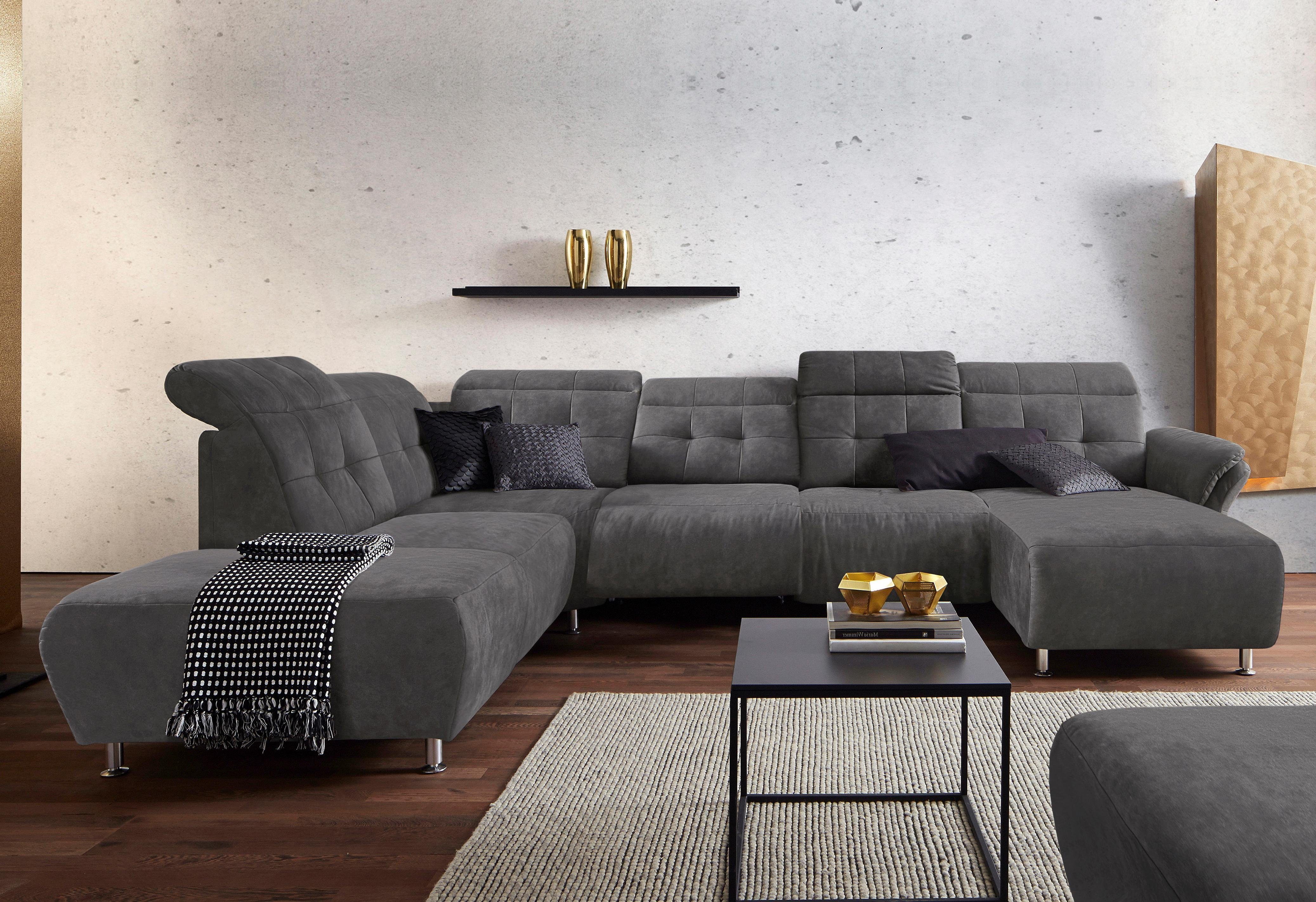 Places of Style Zithoek Manhattan U-vorm bank met elektrische relaxfunctie, verstelbare armleuningen