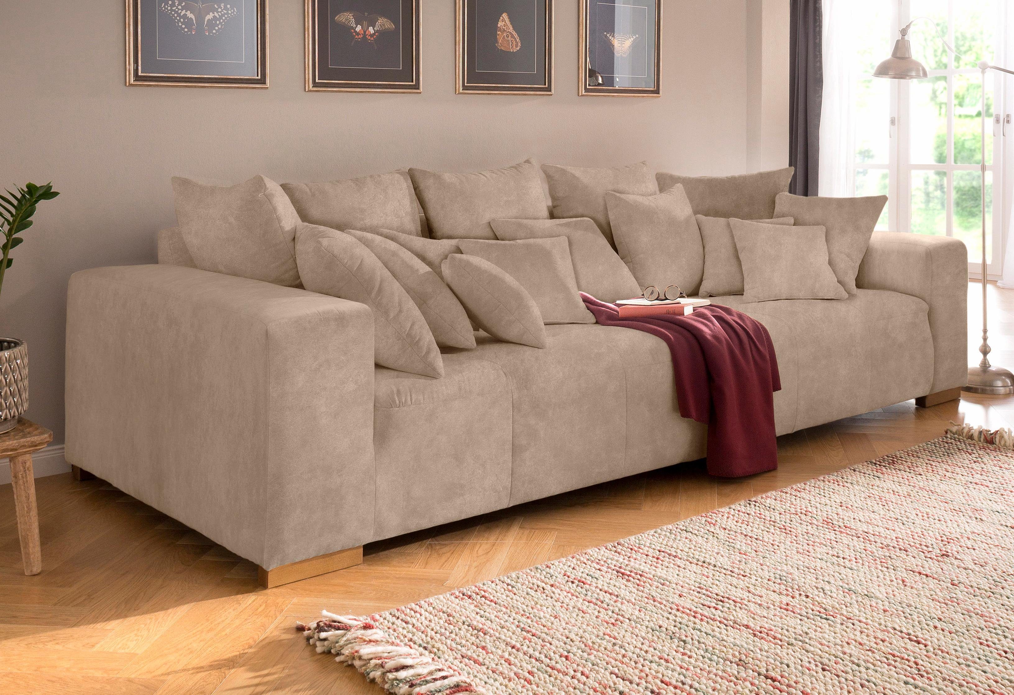 Home affaire Megabank Napels met vele losse kussen, in 2 stofkwaliteiten beige, xxl banken